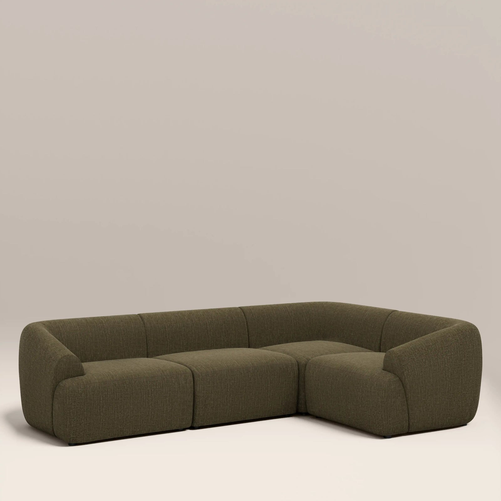 Malmo Right Hand 3 Seater Corner Sofa | Olive Green Velvet Chenille
