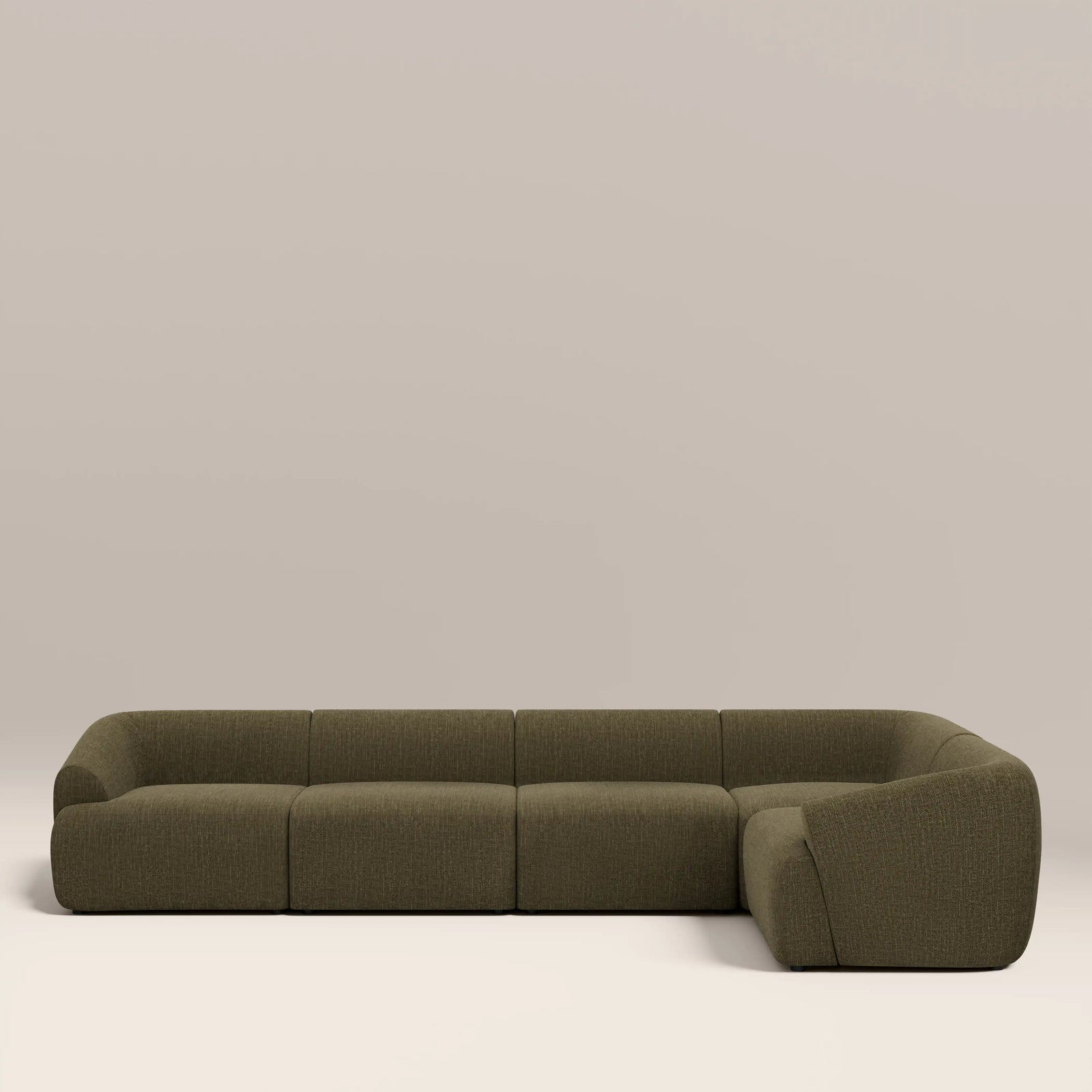 Malmo Right Hand 4 Seater Corner Sofa | Olive Green Velvet Chenille
