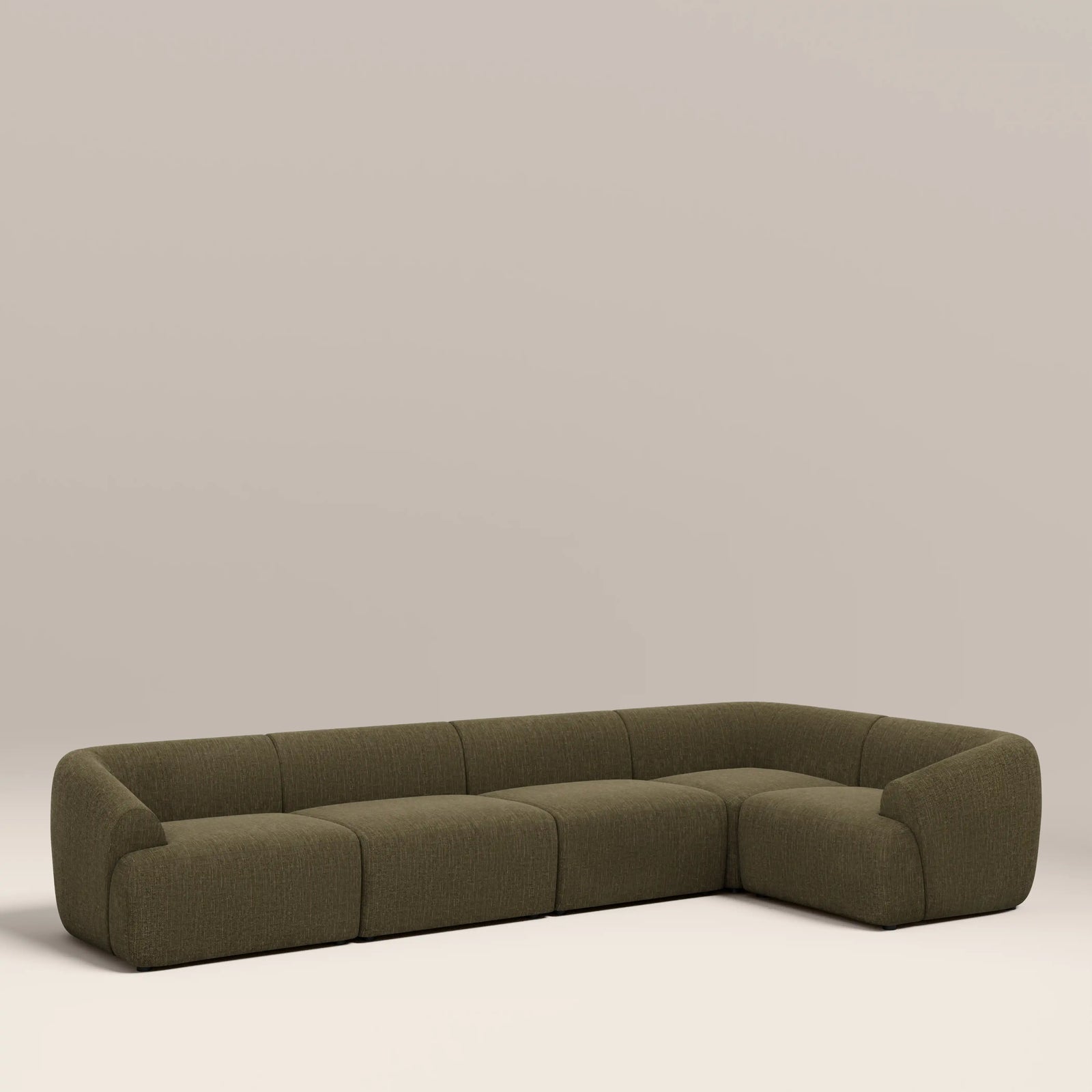 Malmo Right Hand 4 Seater Corner Sofa | Olive Green Velvet Chenille