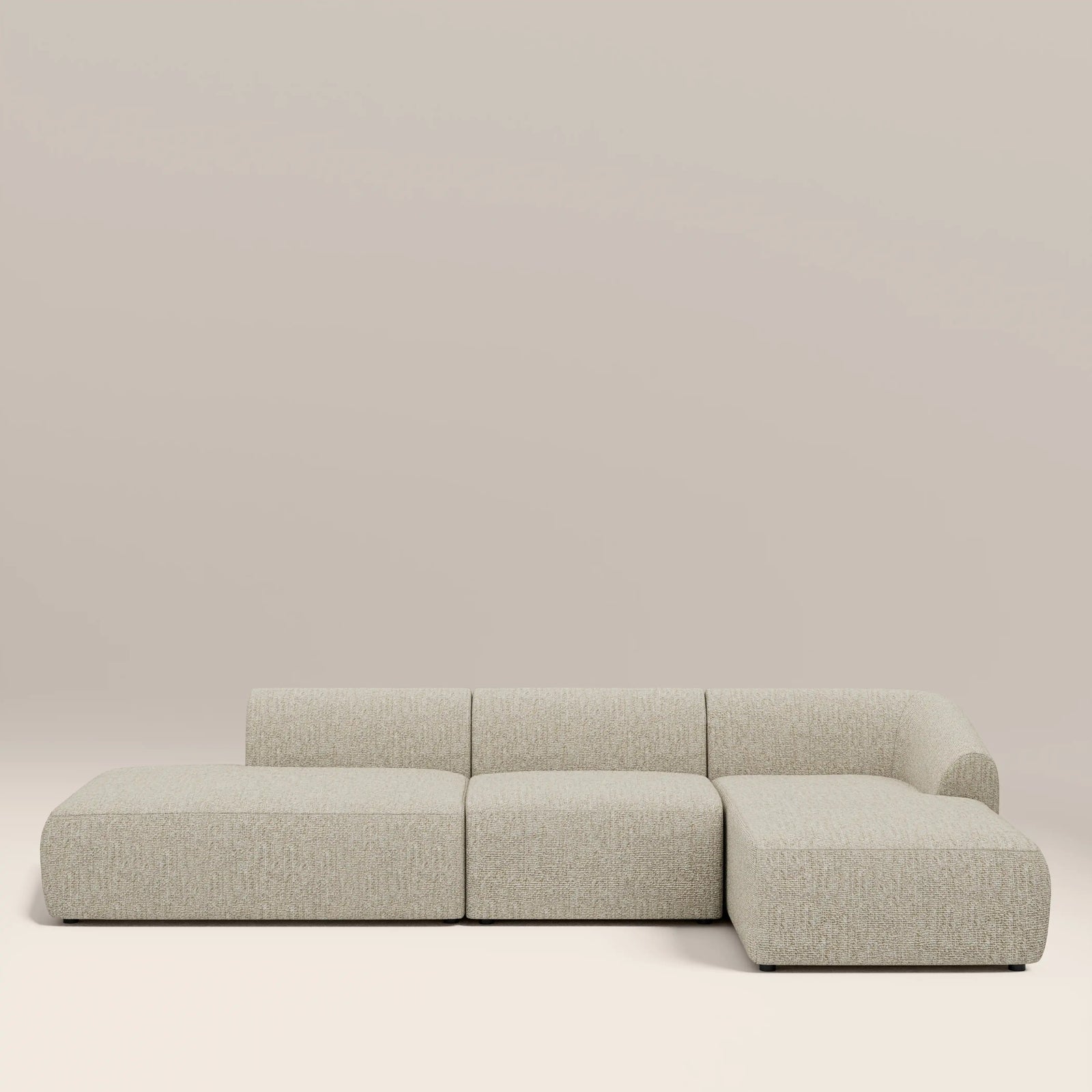 Malmo Right Hand 3 Seater L Shape Sofa | Oatmeal Woven Boucle