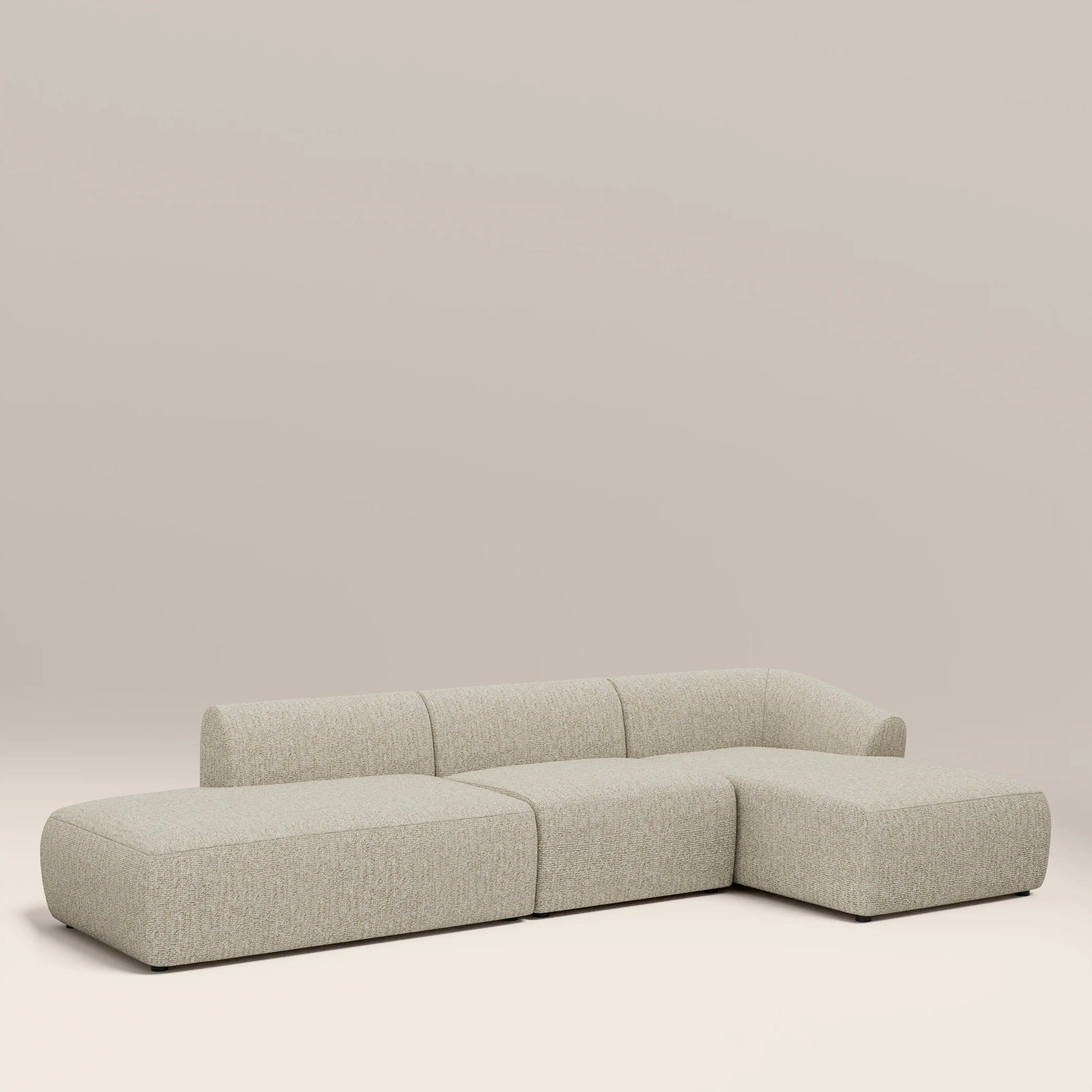 Malmo Right Hand 3 Seater L Shape Sofa | Oatmeal Woven Boucle