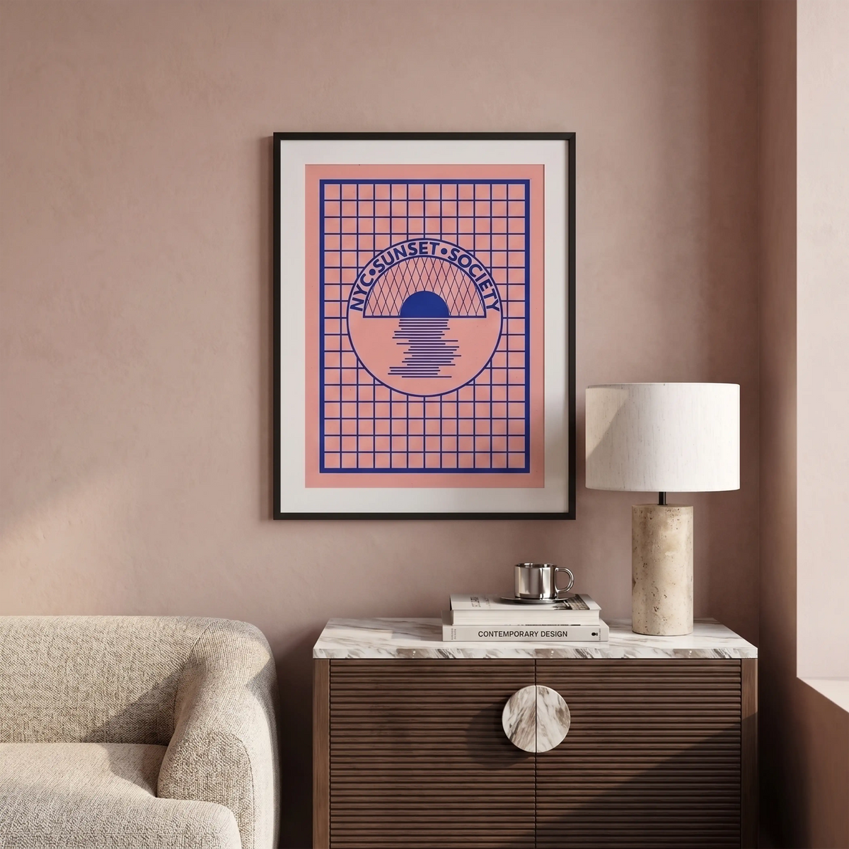 NYC Sunset Society Blue Graphic Print