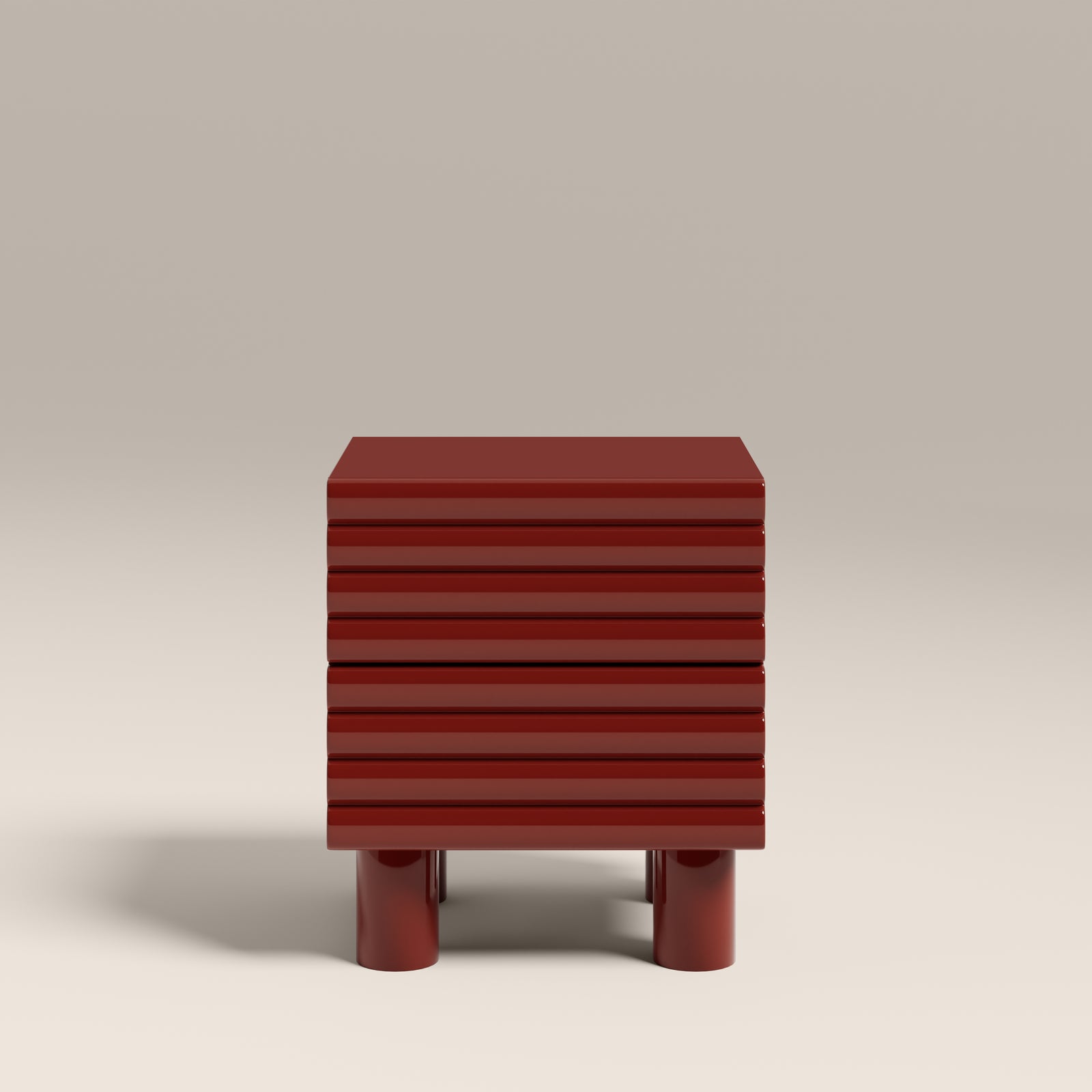 Raphael 2 Drawer Bedside Table | High Gloss Burgundy