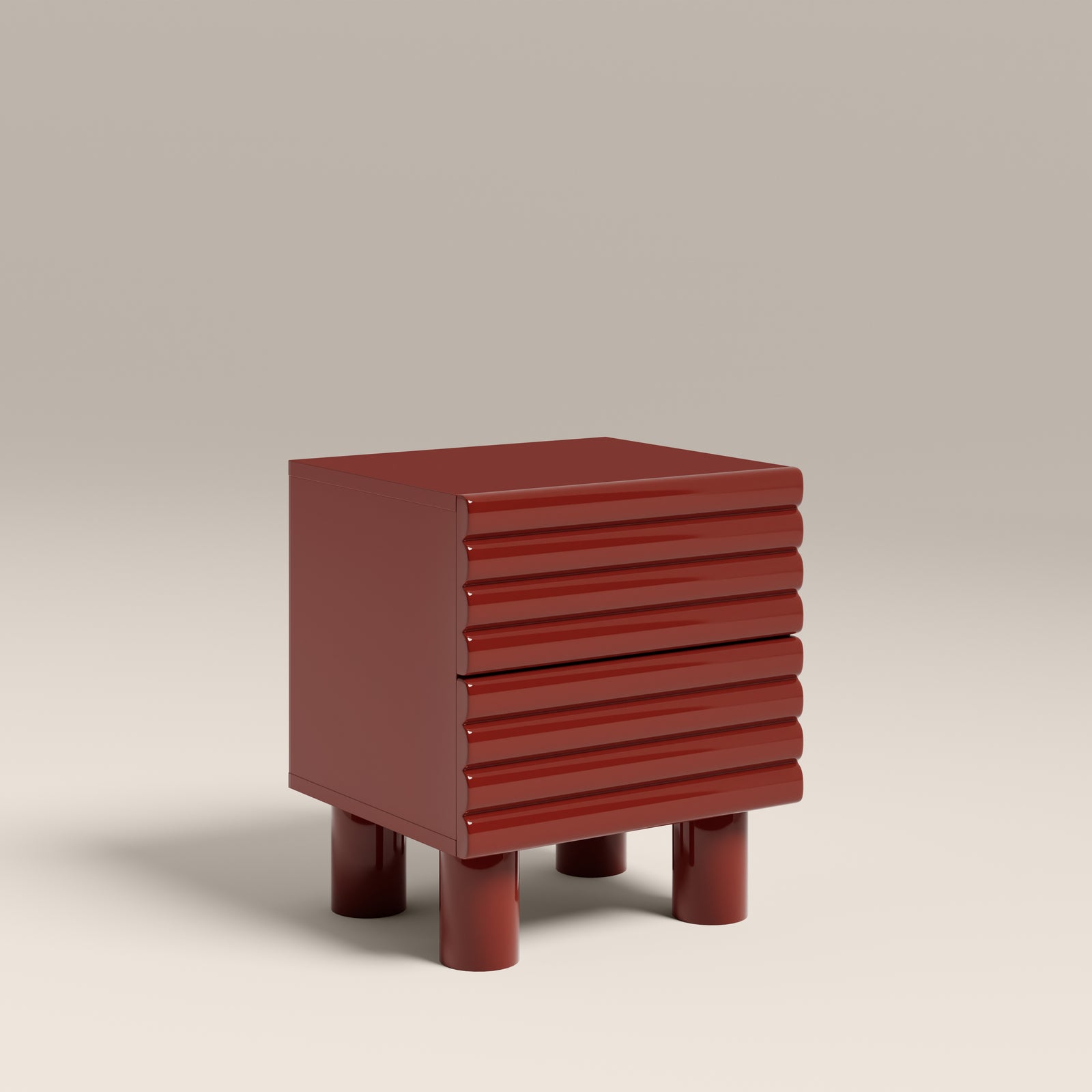 Raphael 2 Drawer Bedside Table | High Gloss Burgundy