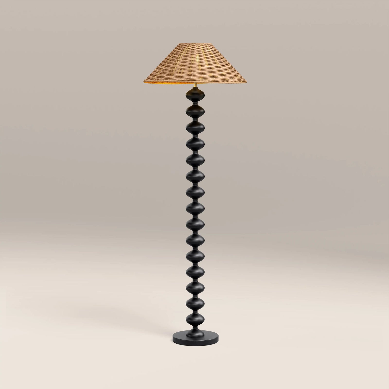 Reagan Floor Lamp | Natural Rattan & Black