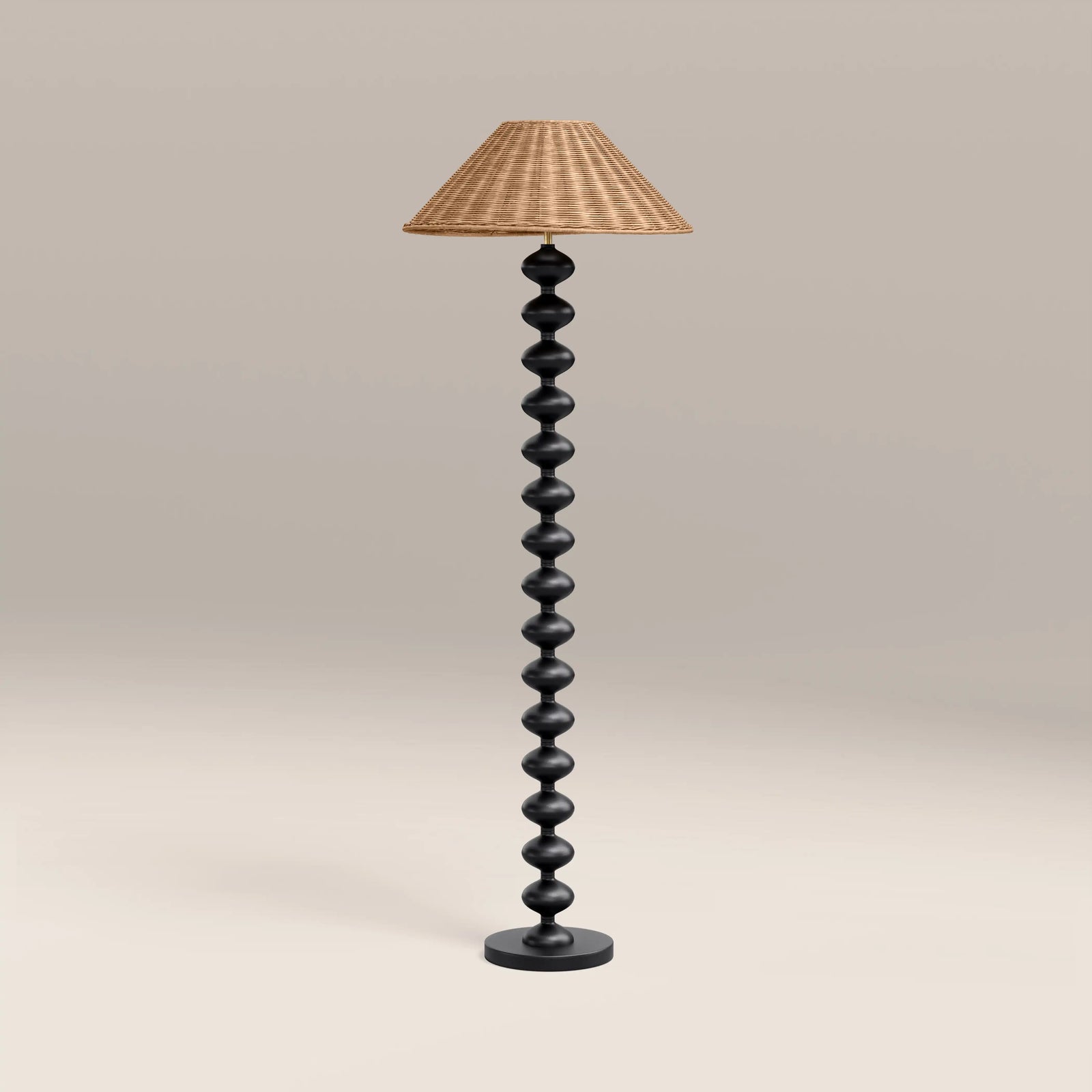 Reagan Floor Lamp | Natural Rattan & Black