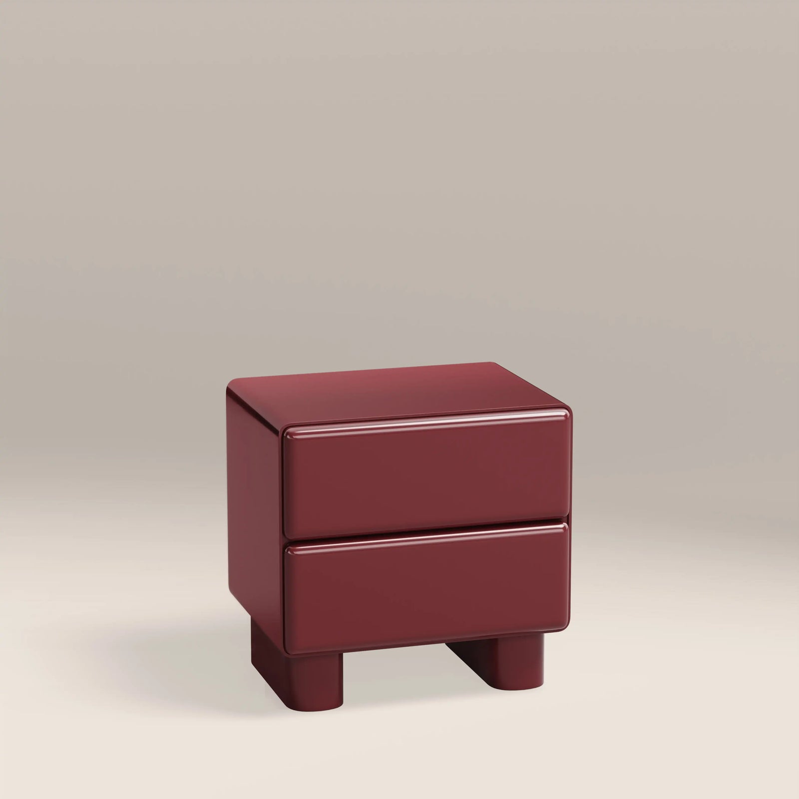 Roanne 2 Drawer Bedside Table | High Gloss Burgundy