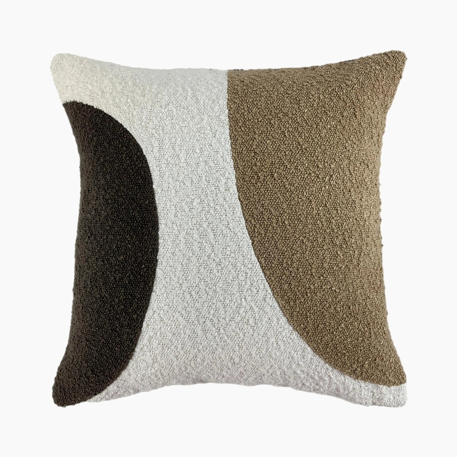 Charlie Square Boucle Cushion | Latte & Brown