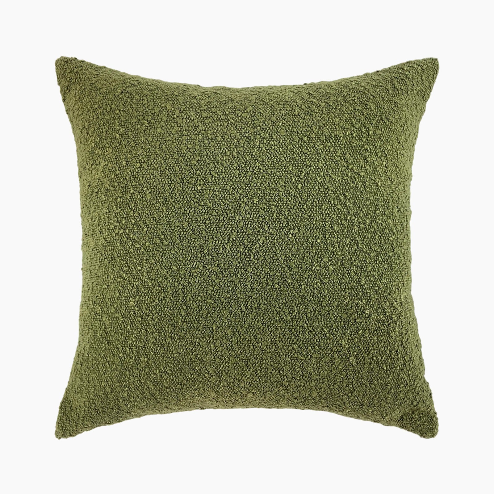 Charlie Square Boucle Cushion | Olive Green & Cream