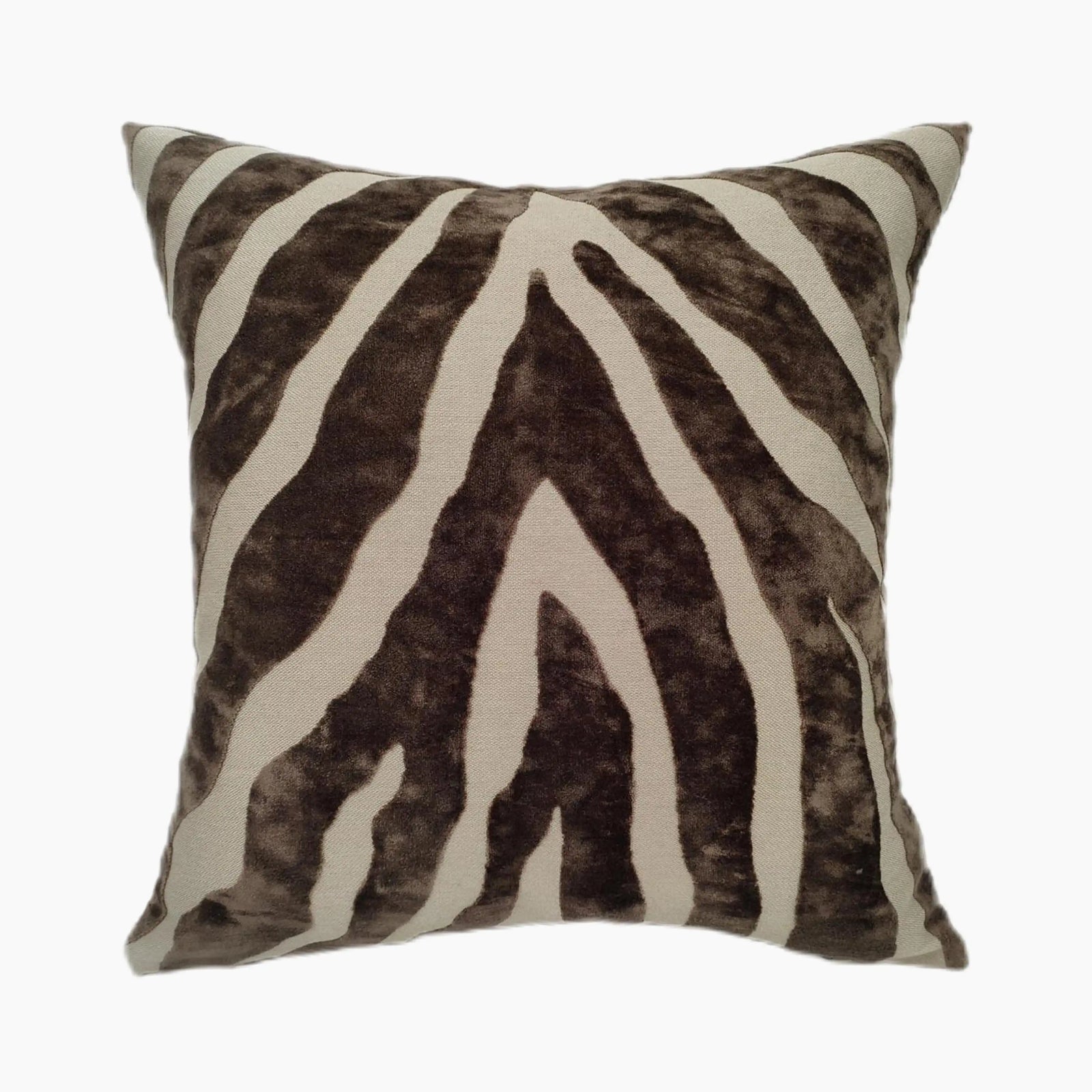 Cabana Square Velvet Cushion | Chocolate Brown & Natural