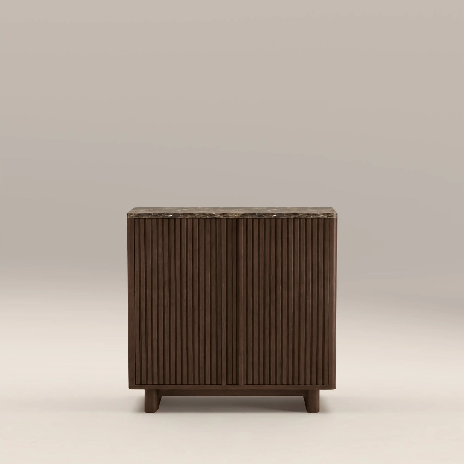 Janis 2 Door Sideboard | Emperador Brown Honed Marble & Walnut