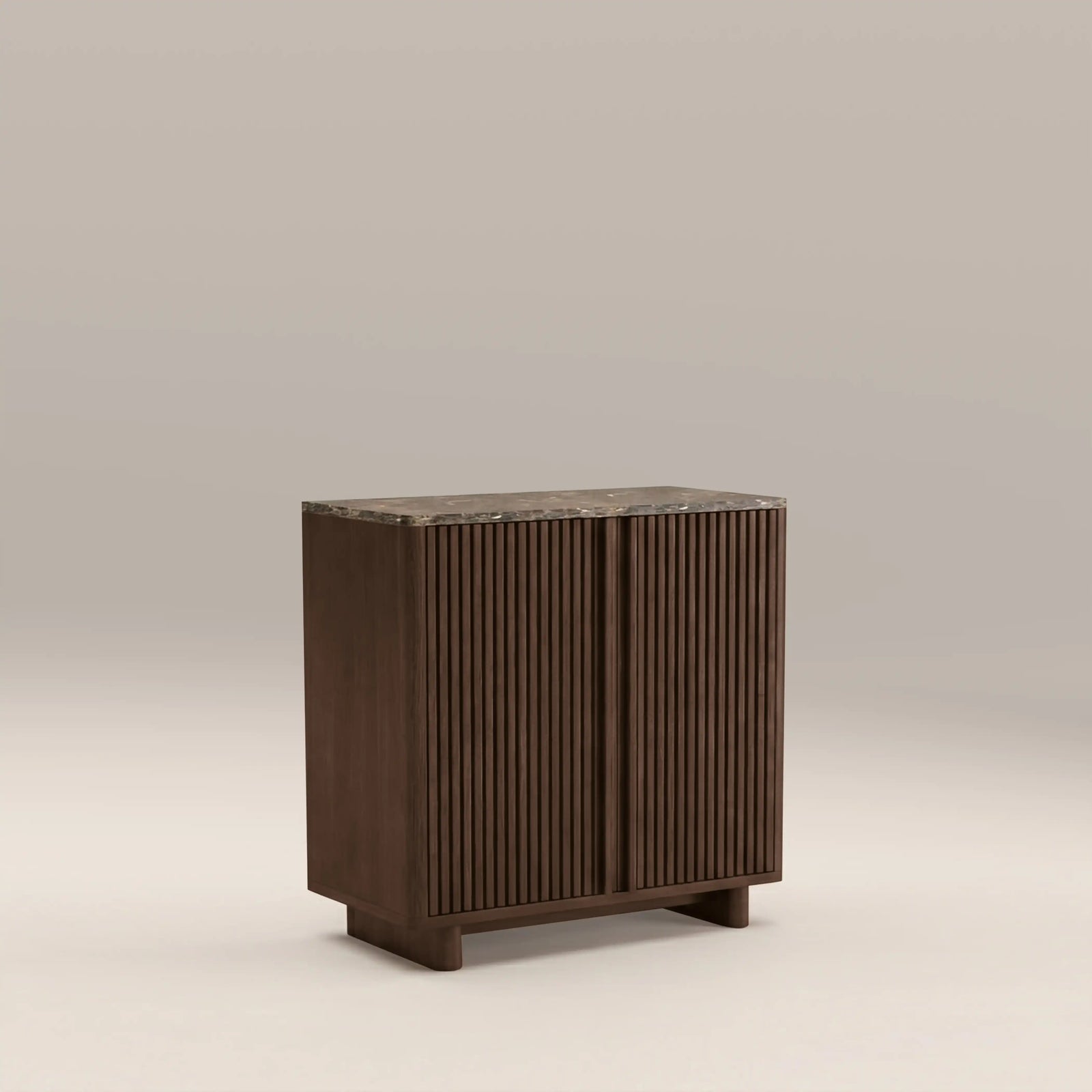 Janis 2 Door Sideboard | Emperador Brown Honed Marble & Walnut