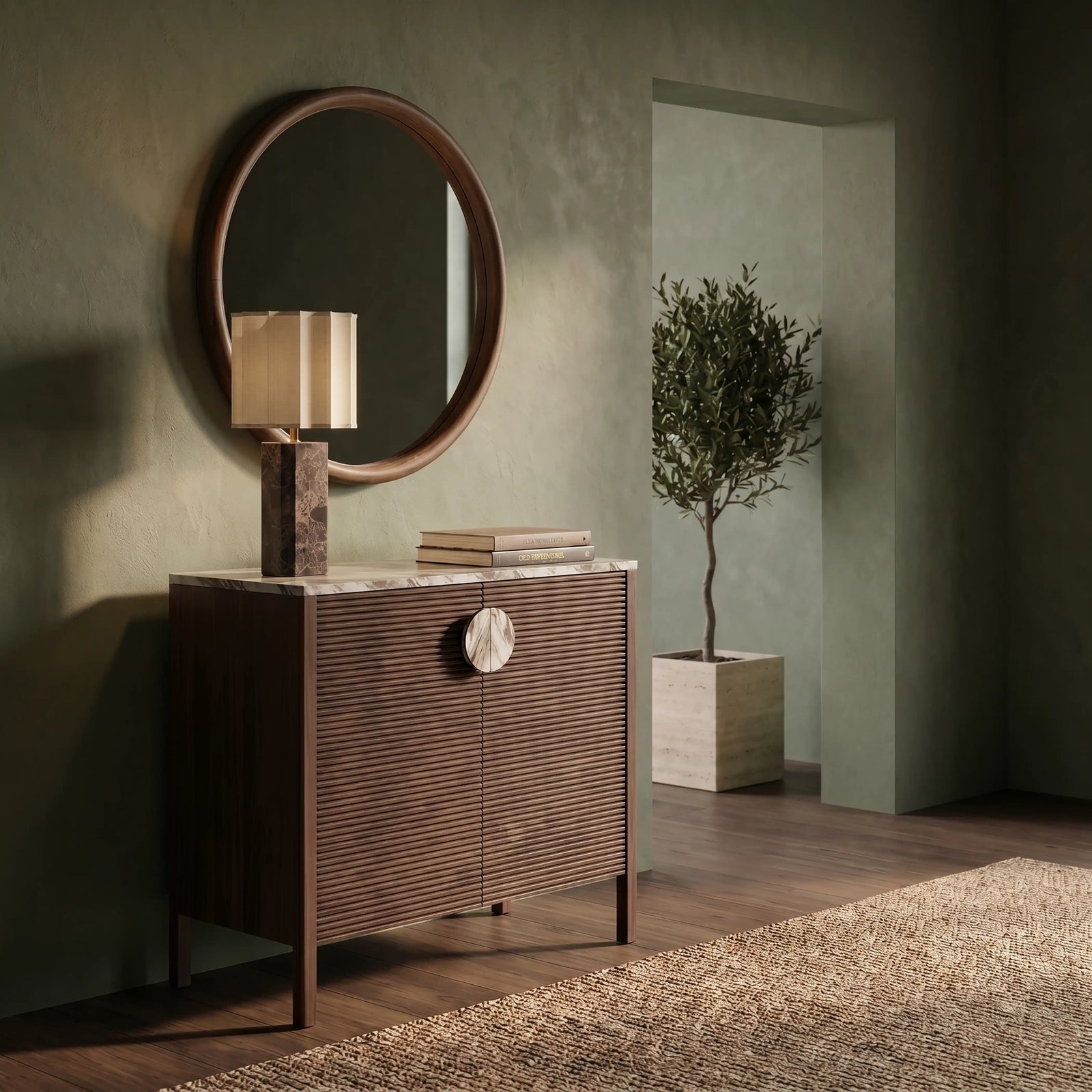 Tana 2 Door Sideboard | French Riviera Honed Marble & Walnut