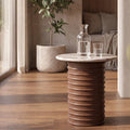 Dita Round Side Table | French Riviera Honed Marble & Walnut