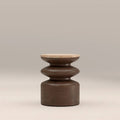Leia Round Side Table | Natural Travertine & Walnut