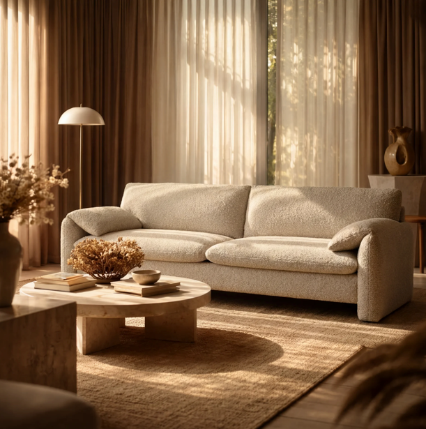 Haven 3 Seater Sofa | Speckled Stone Sustainable Boucle