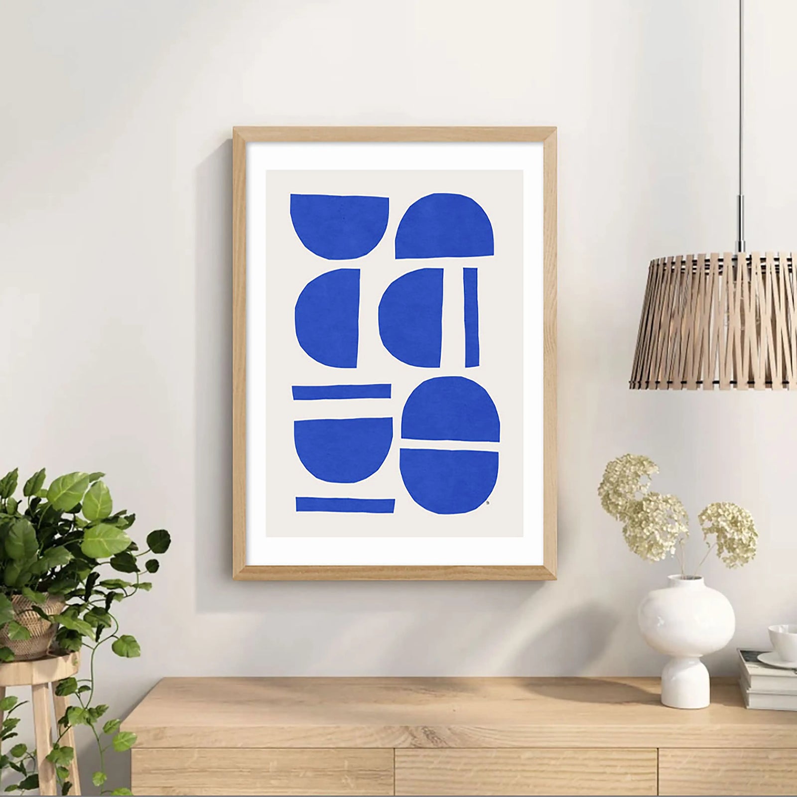 Sculptural Blue Graphic Print