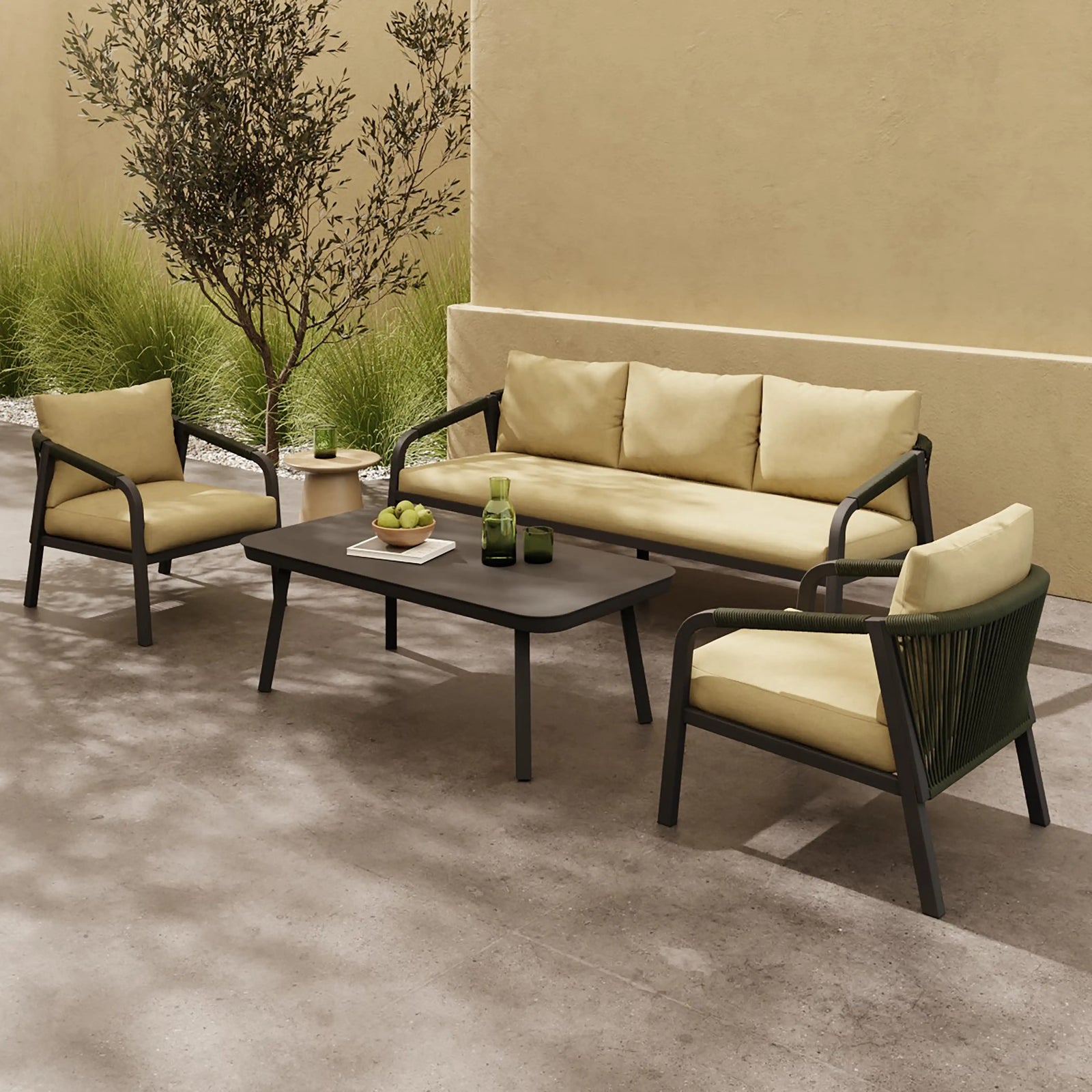 Tuva Garden Lounge Set | Black & Olive Green