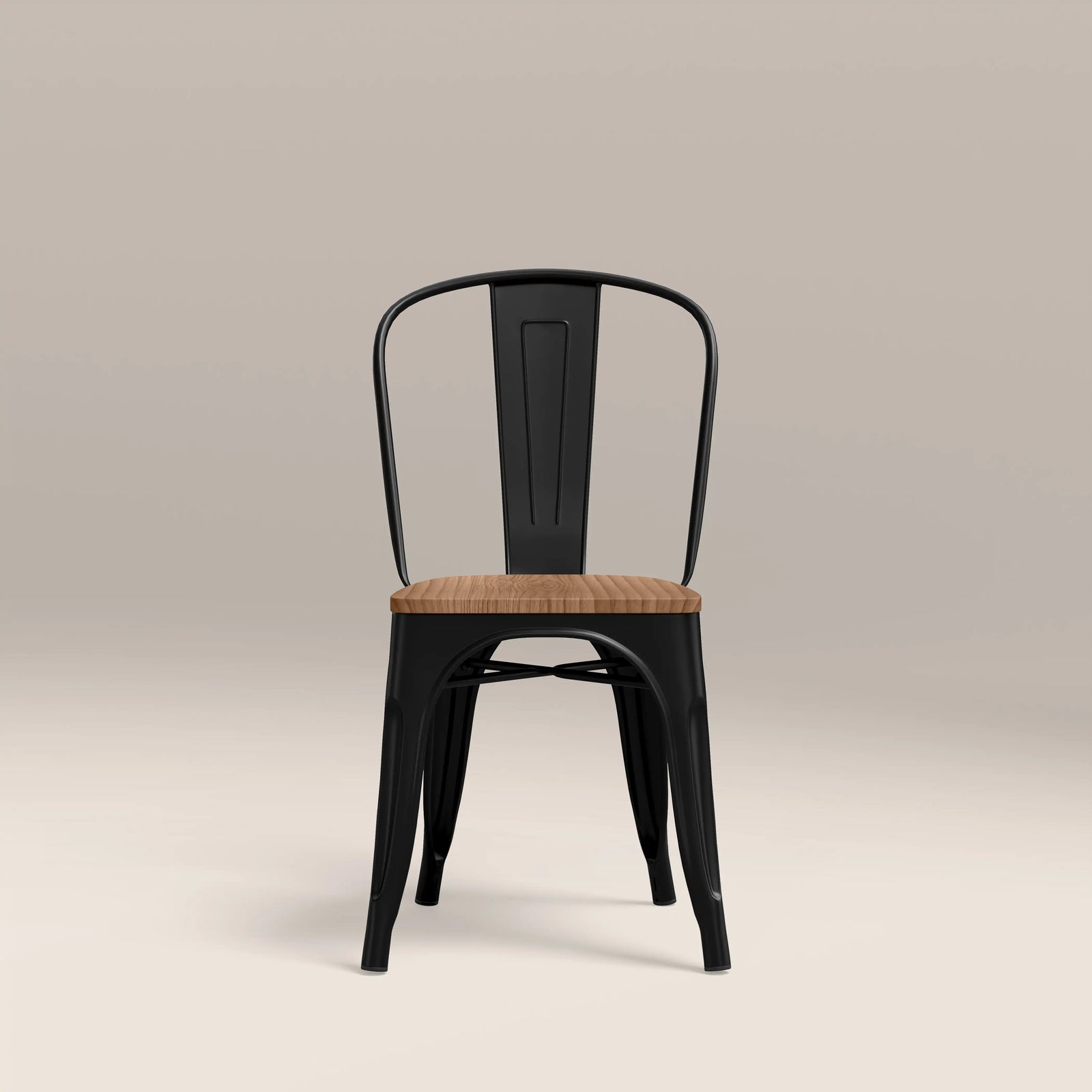Tolix Style Stackable Dining Chair | Oak & Black