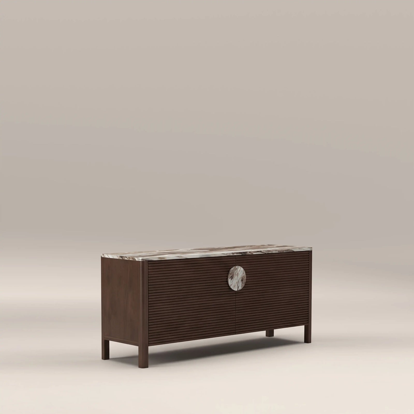 Tana 2 Door TV Stand | French Riviera Honed Marble & Walnut