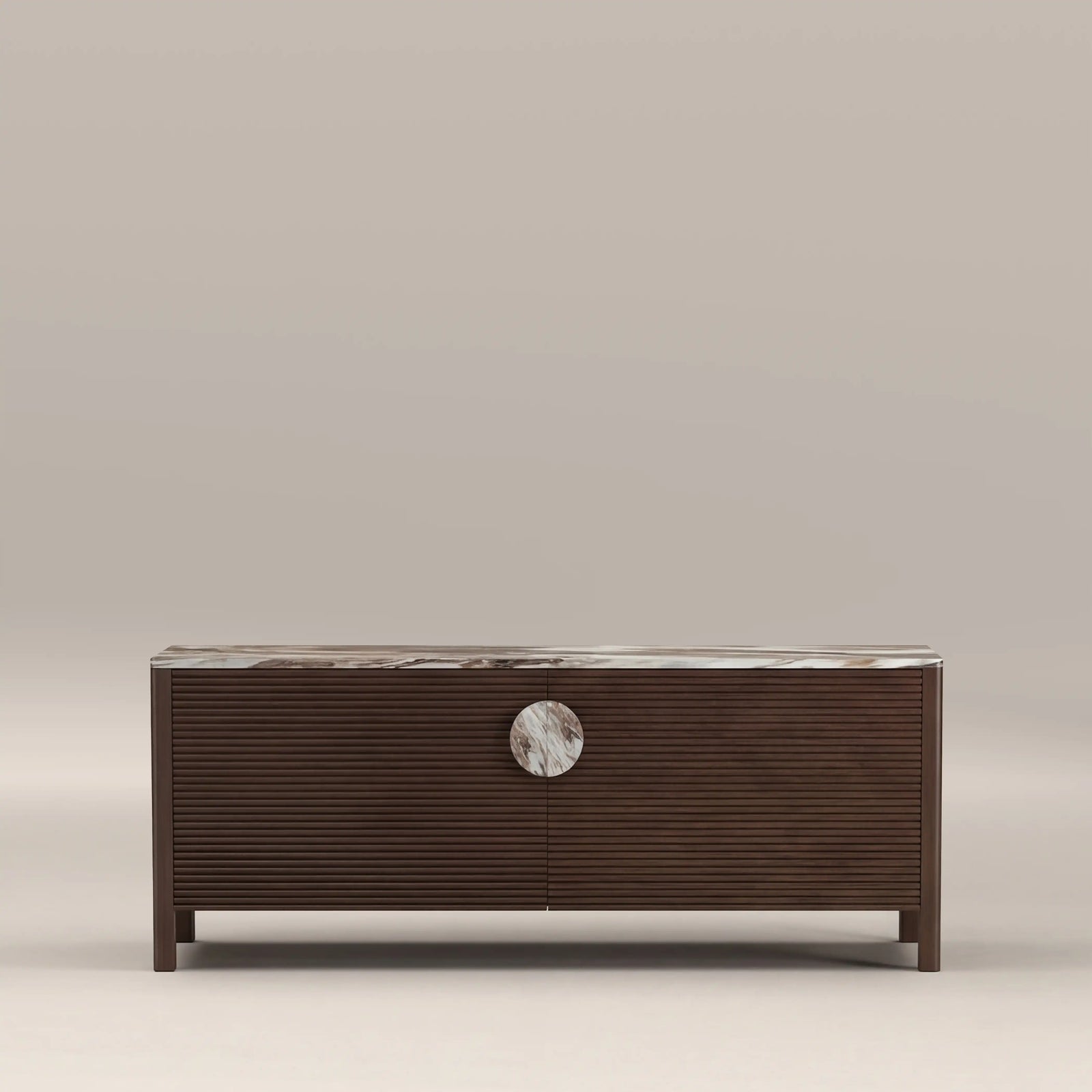 Tana 2 Door TV Stand | French Riviera Honed Marble & Walnut