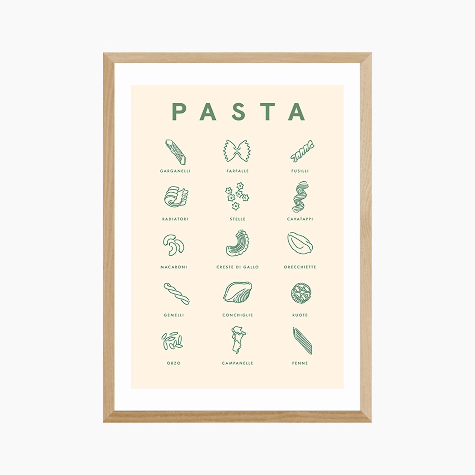 Italia Pasta Shapes Graphic Print