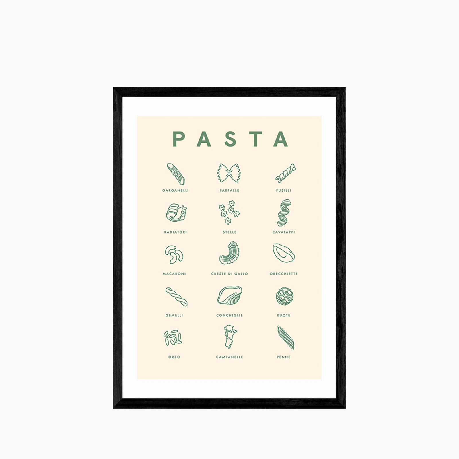 Italia Pasta Shapes Graphic Print