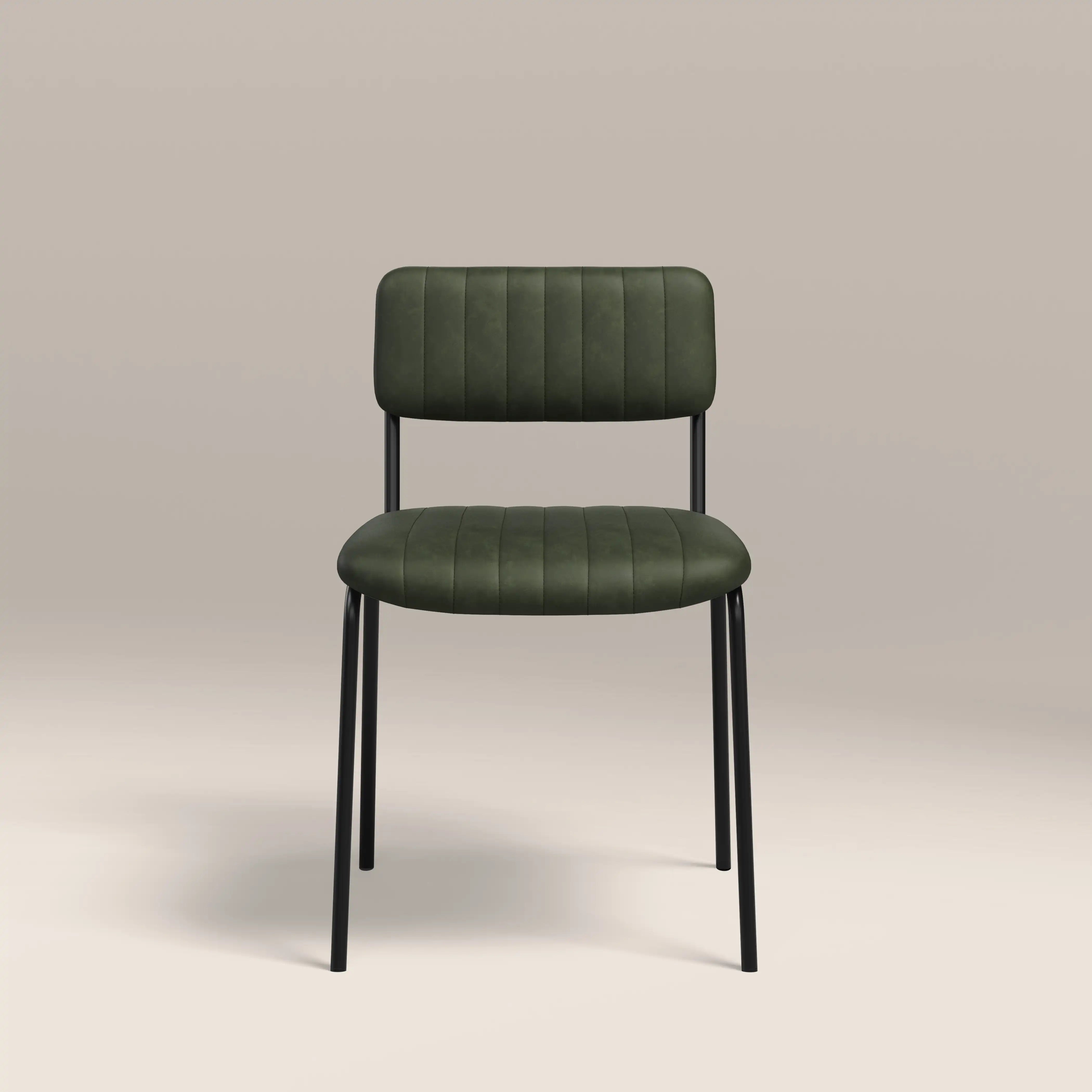 Weston Stackable Dining Chair | Vintage Green Faux Leather & Black