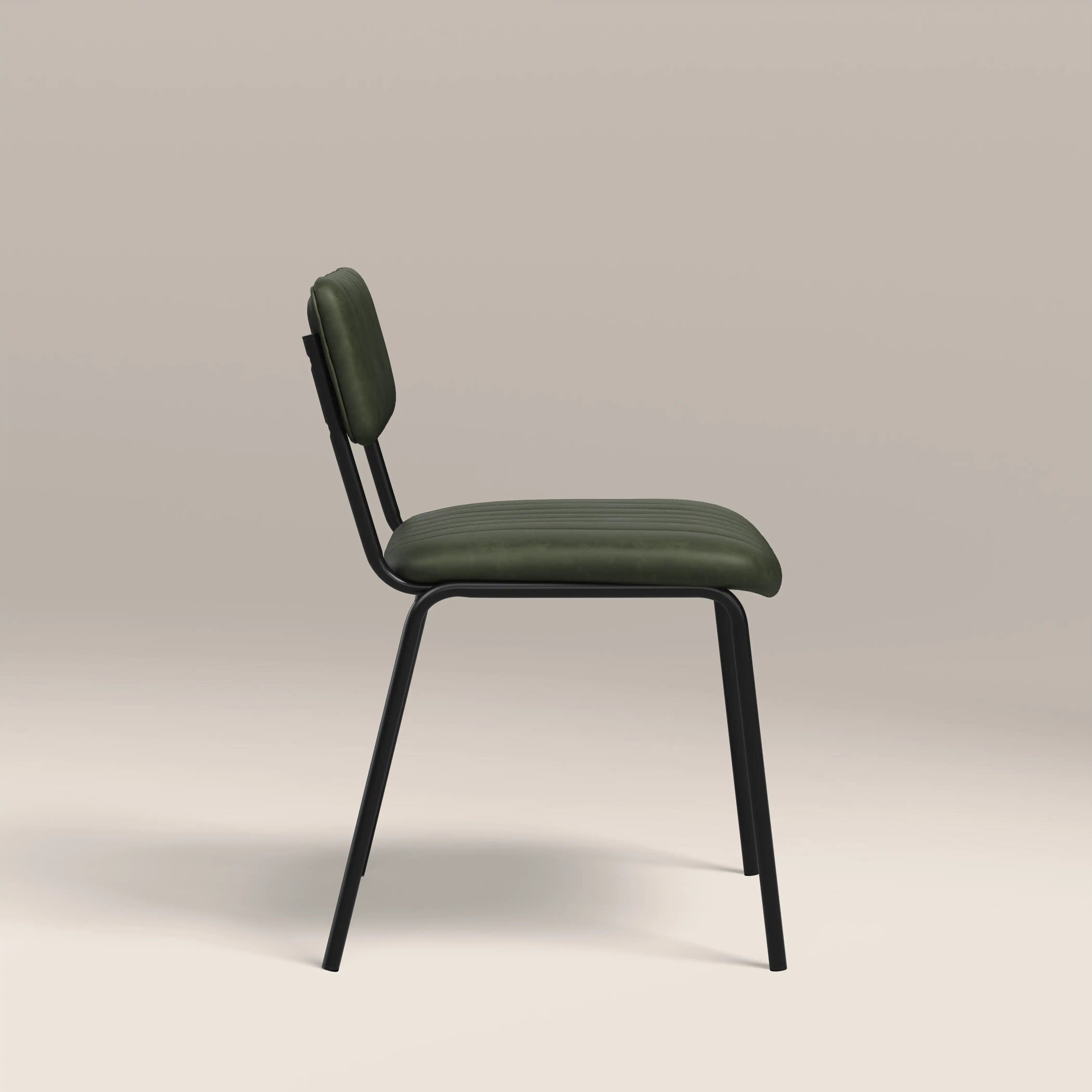 Weston Stackable Dining Chair | Vintage Green Faux Leather & Black