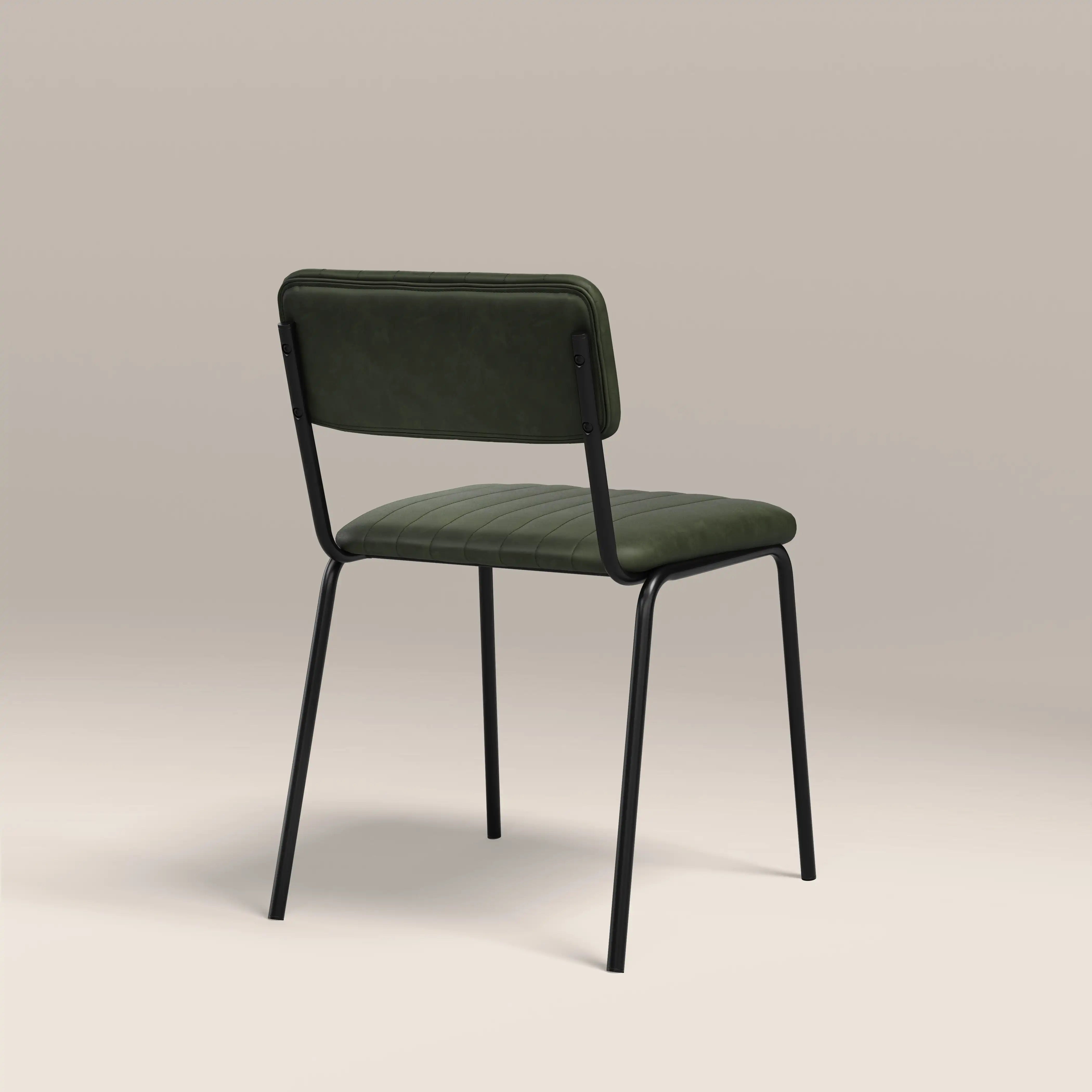 Weston Stackable Dining Chair | Vintage Green Faux Leather & Black