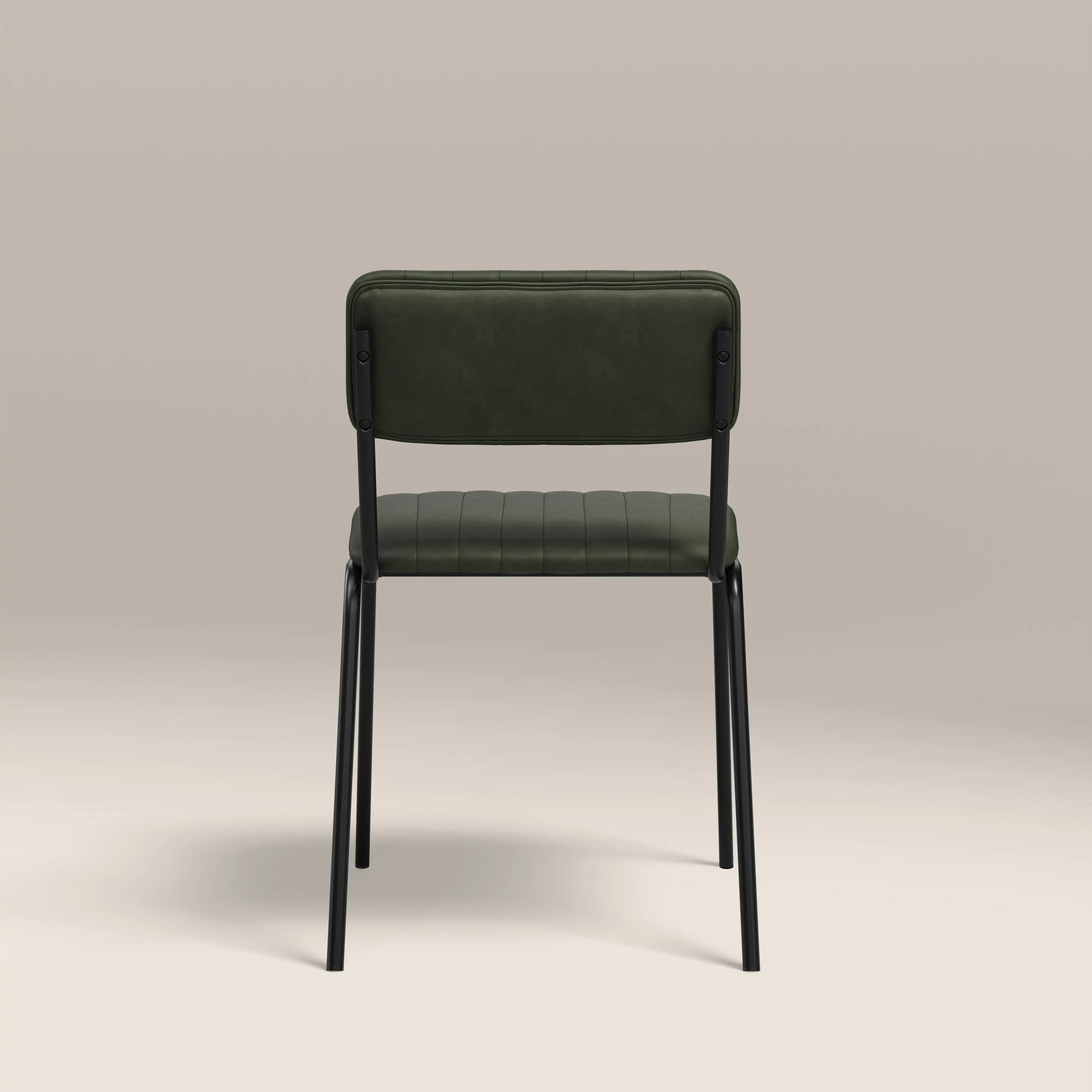 Weston Stackable Dining Chair | Vintage Green Faux Leather & Black