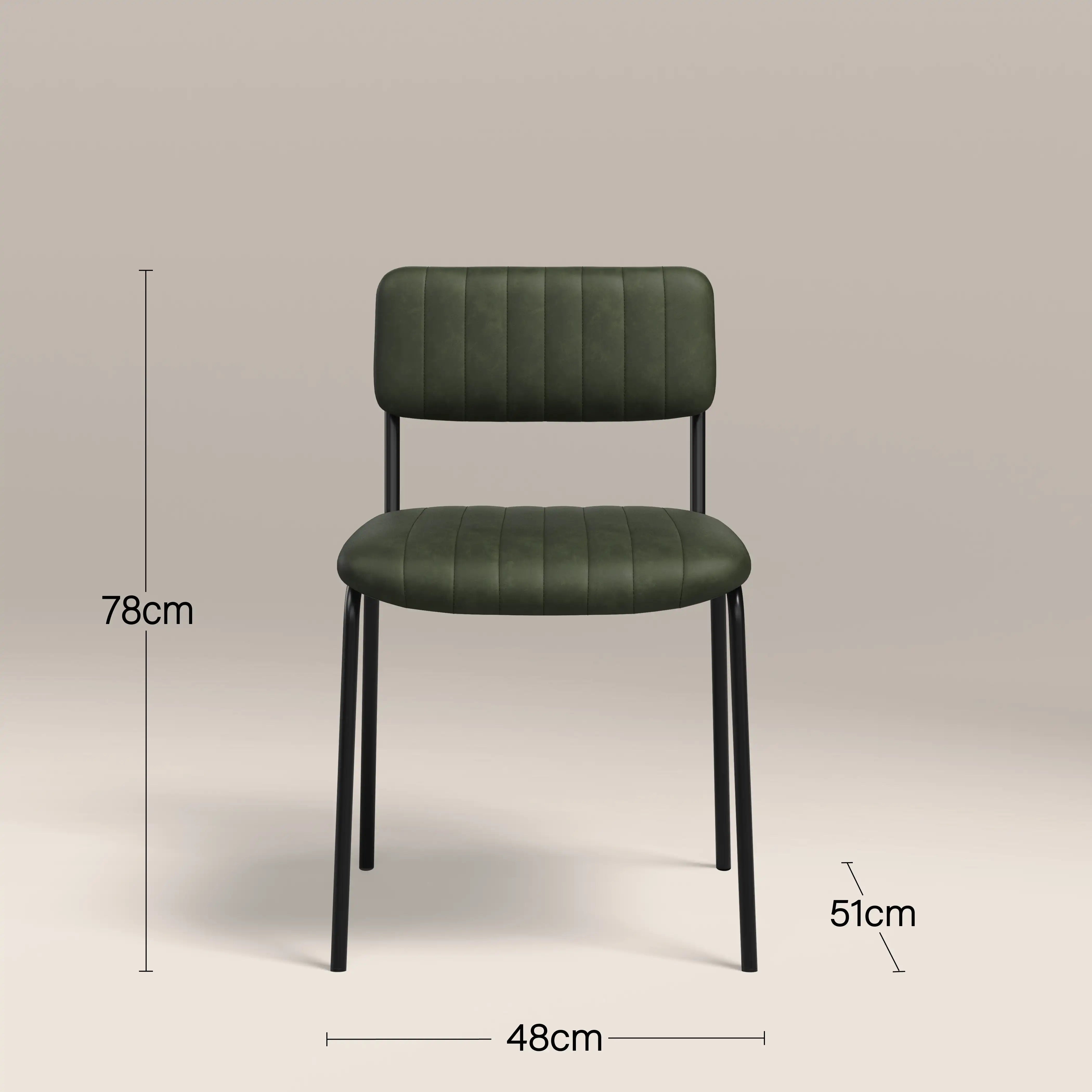 Weston Stackable Dining Chair | Vintage Green Faux Leather & Black