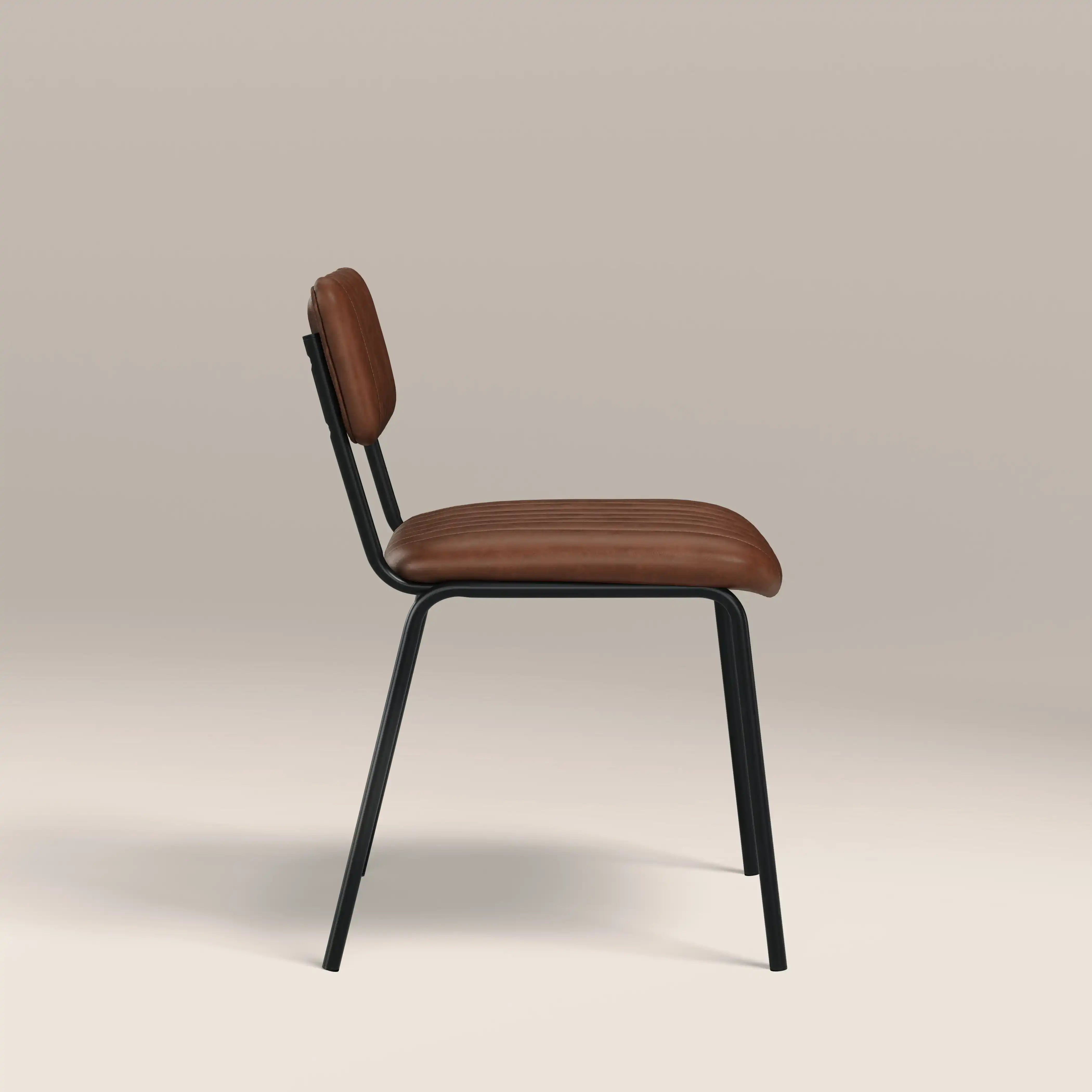Weston Stackable Dining Chair | Vintage Tan Faux Leather & Black