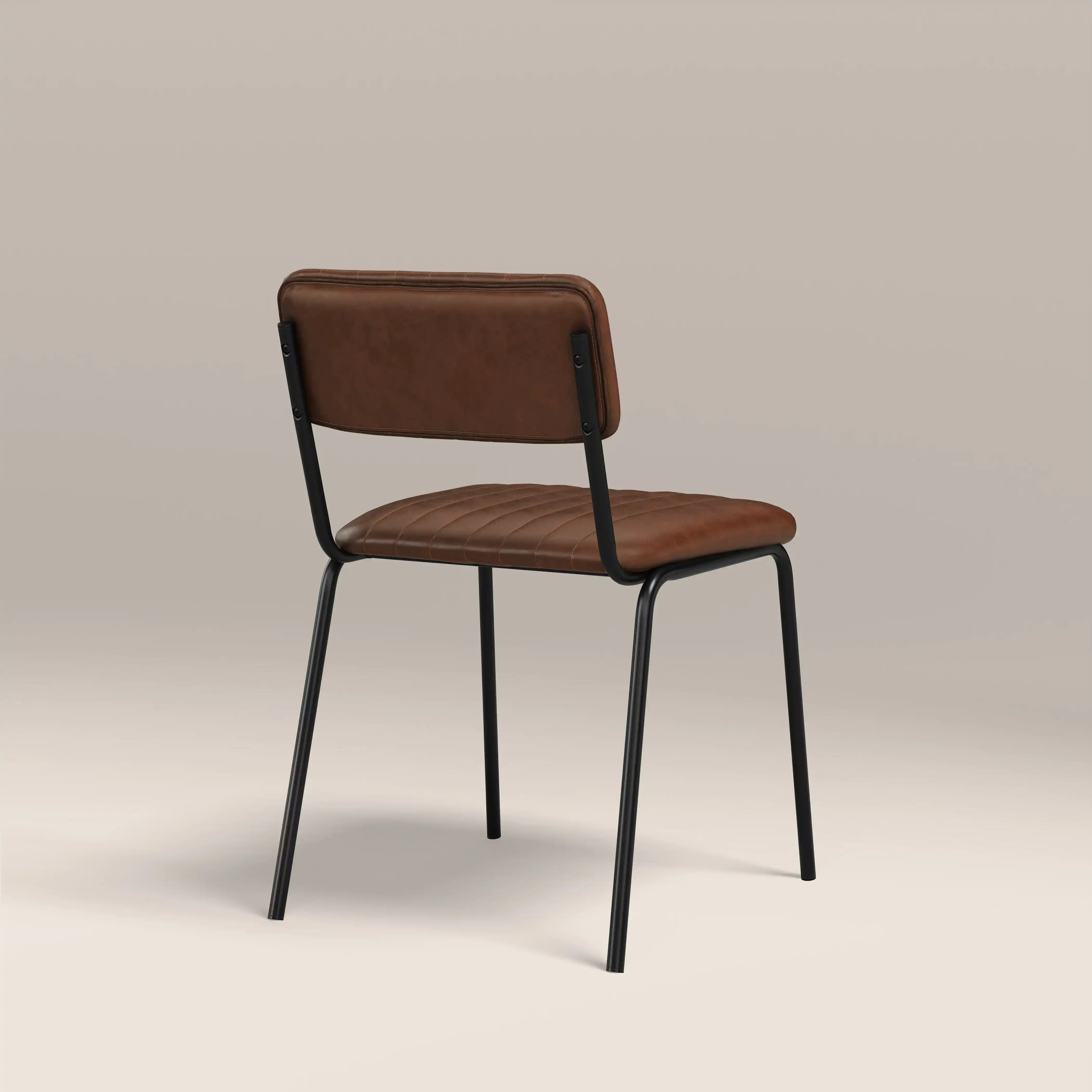 Weston Stackable Dining Chair | Vintage Tan Faux Leather & Black