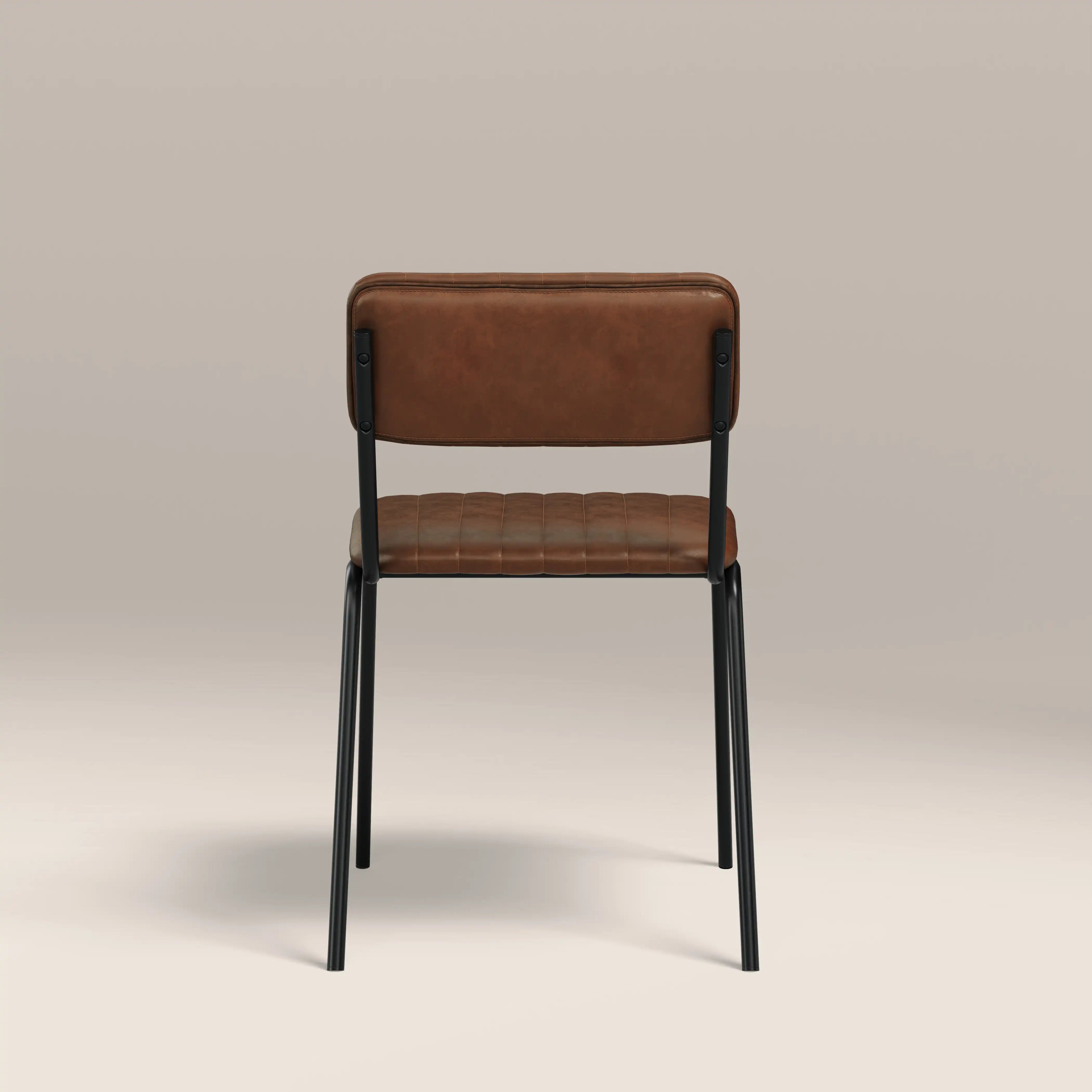 Weston Stackable Dining Chair | Vintage Tan Faux Leather & Black