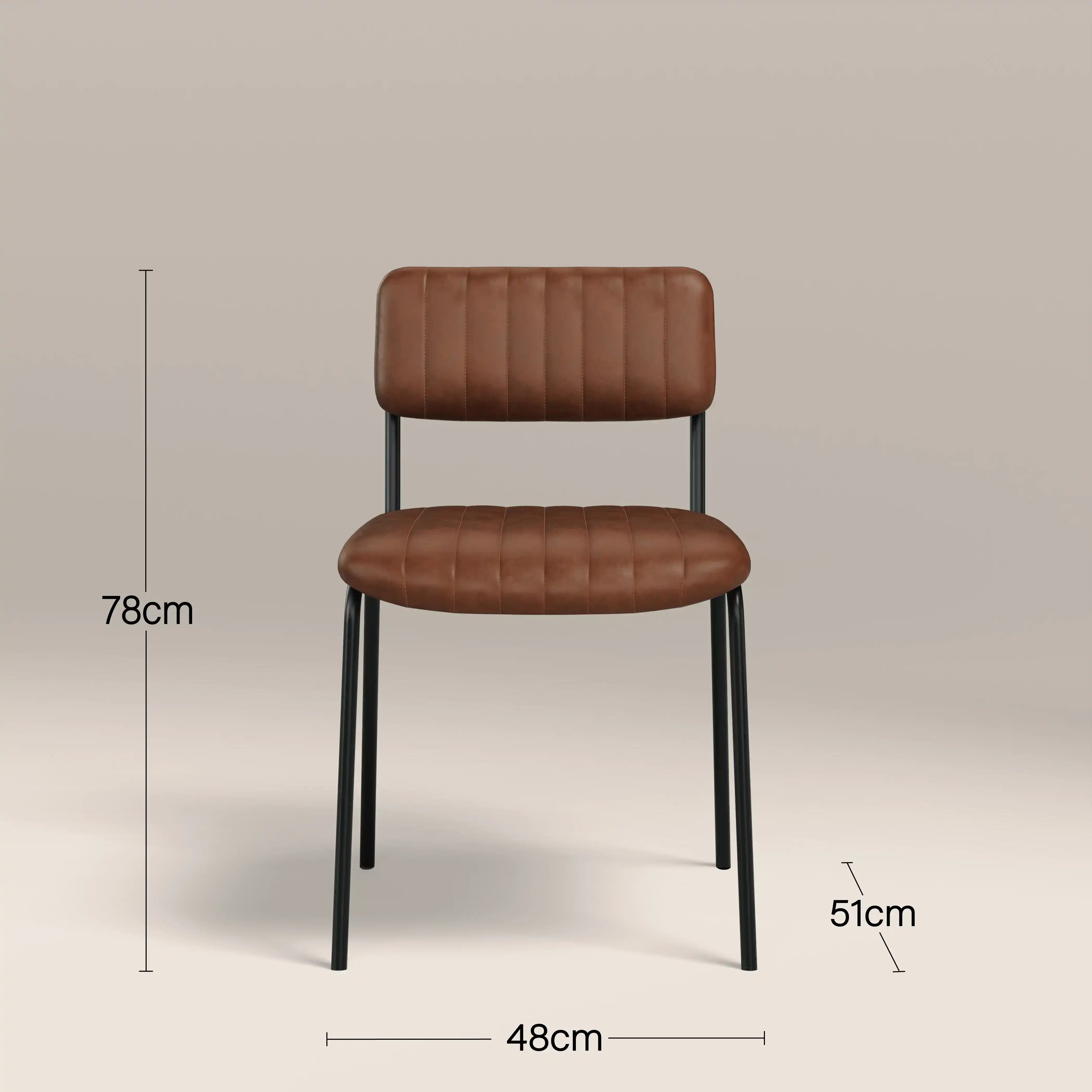 Weston Stackable Dining Chair | Vintage Tan Faux Leather & Black