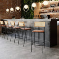 Willis Stackable Bar Stool | Vintage Tan Faux Leather & Black