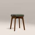Winchester Low Stool | Vintage Green Faux Leather & Walnut