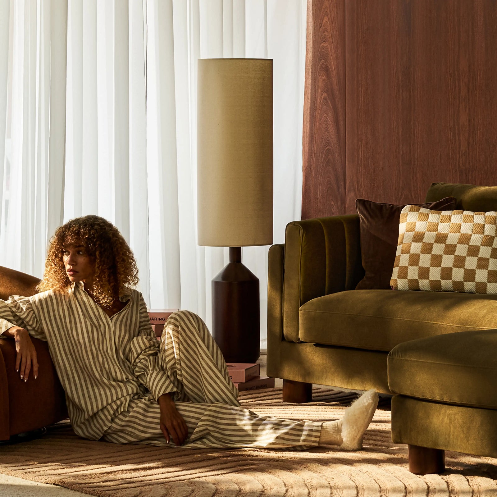 Wynter Floor Lamp | Natural Linen & Walnut