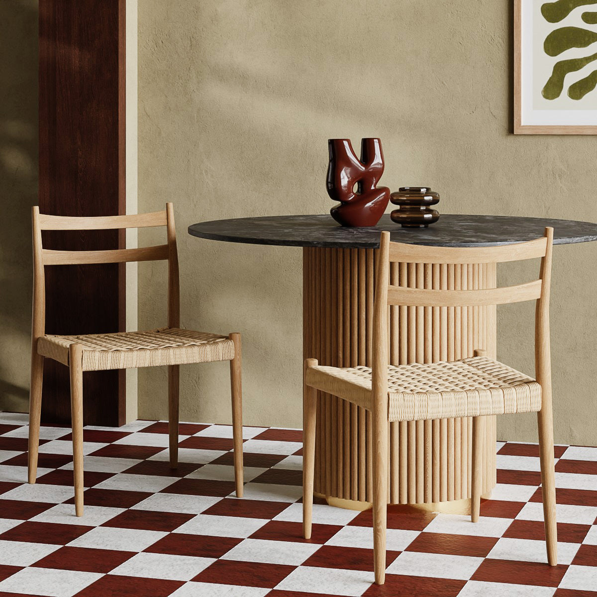 Caleb Wooden Dining Chair | Natural Weave & Oak