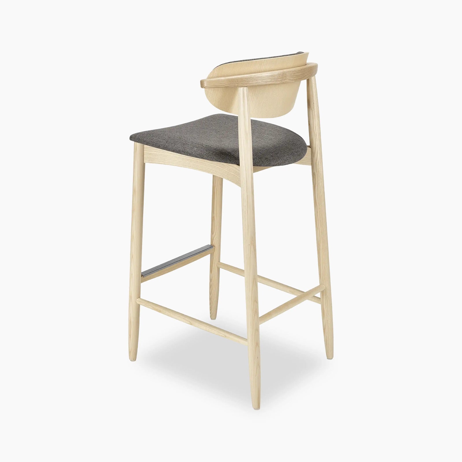 Emrik Wooden Bar Stool | Upholstered Seat & Mixed Material Backrest