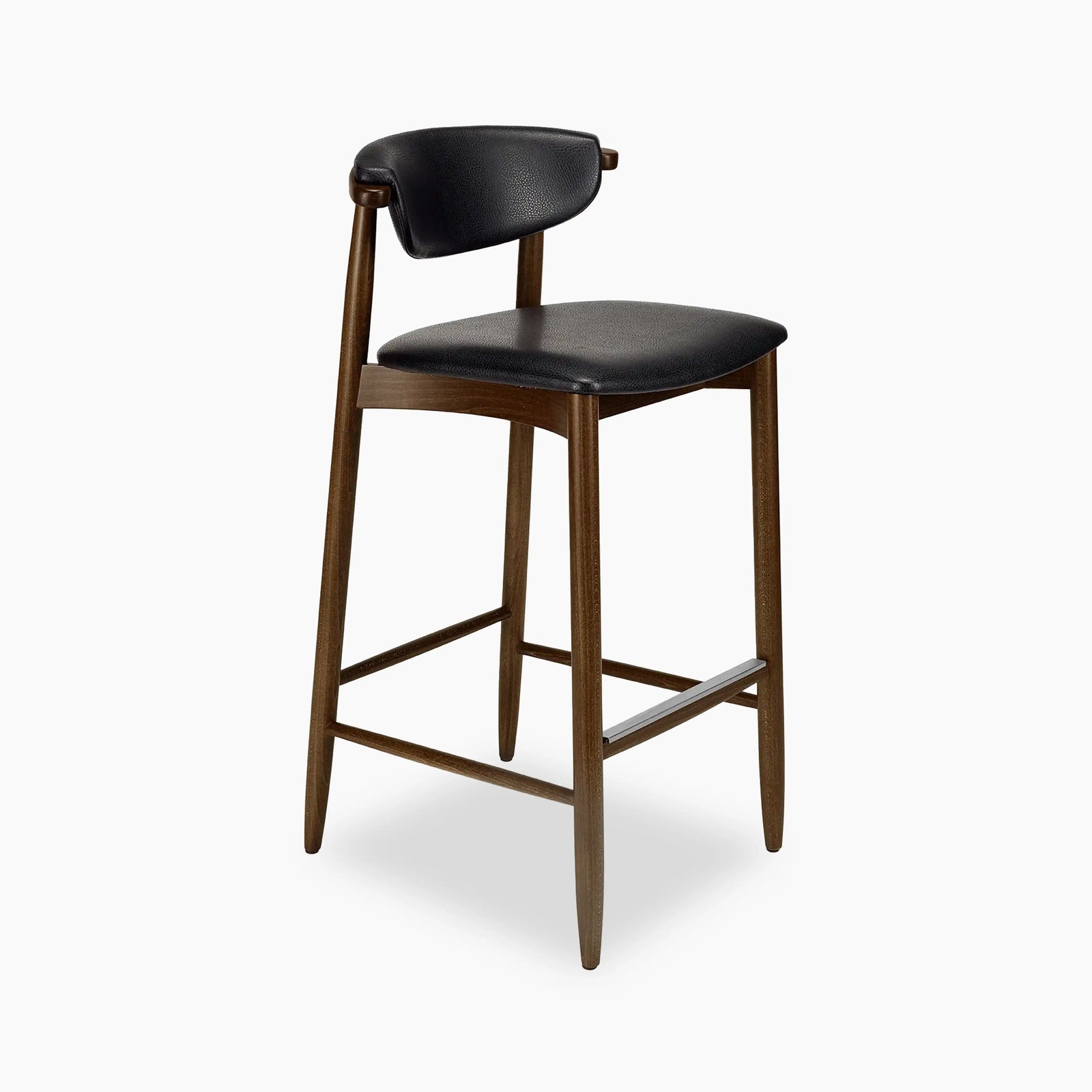 Emrik Wooden Bar Stool | Upholstered Seat & Upholstered Backrest