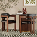 Hallie Carver Dining Chair | Noir Black Faux Leather & Walnut