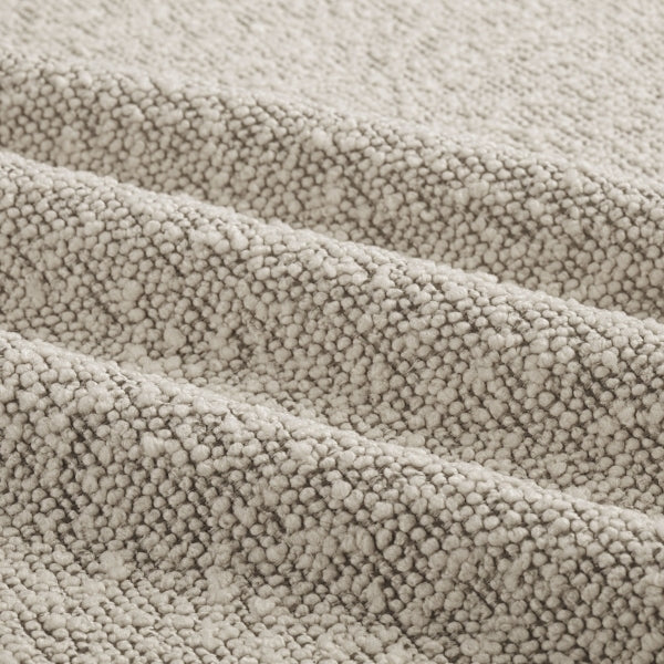 Oberon Pouffe | Speckled Stone Sustainable Boucle & Walnut