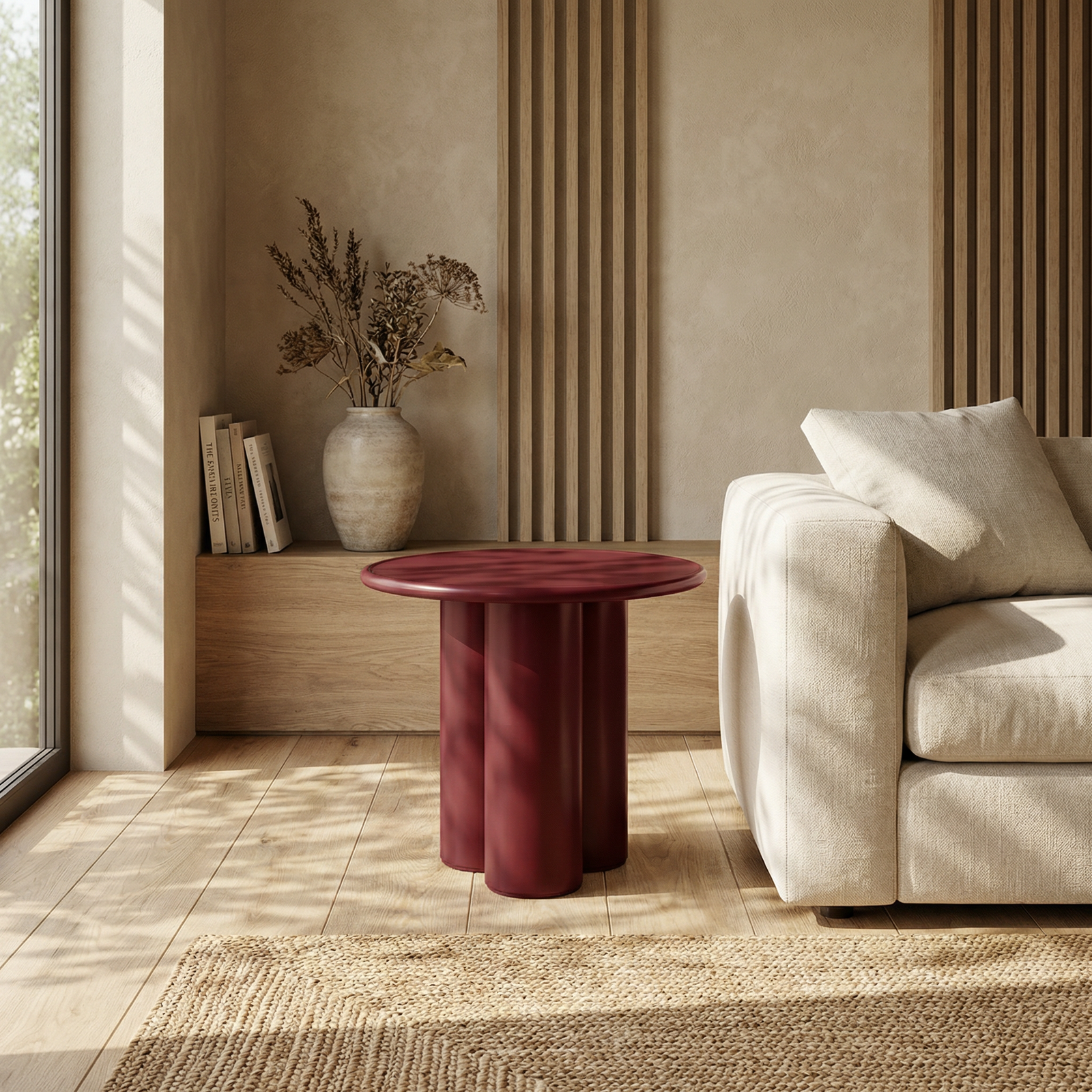 Zoey Round Side Table | Wine Red