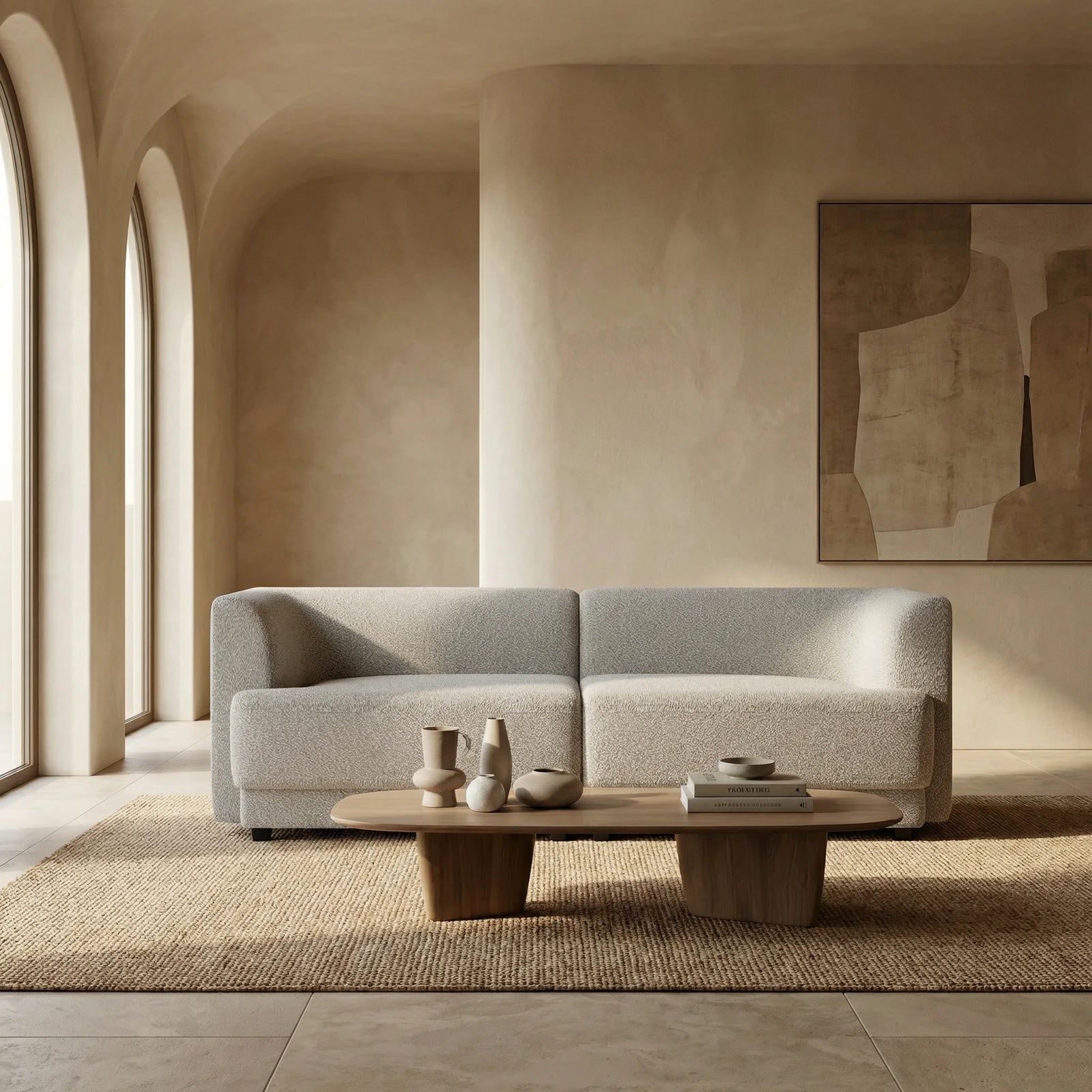 Harley 3 Seater Sofa | Speckled Stone Sustainable Boucle