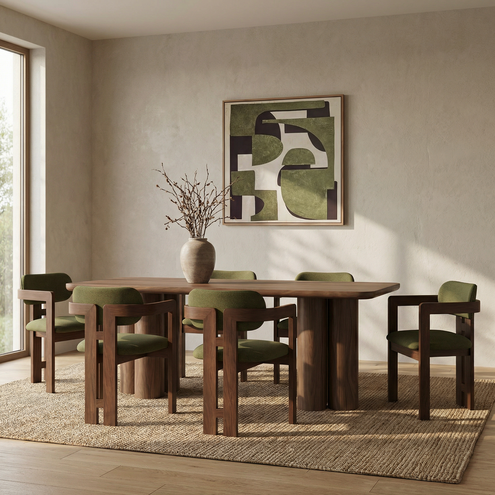Noelle 6 Seat Rectangle Wooden Dining Table | Walnut