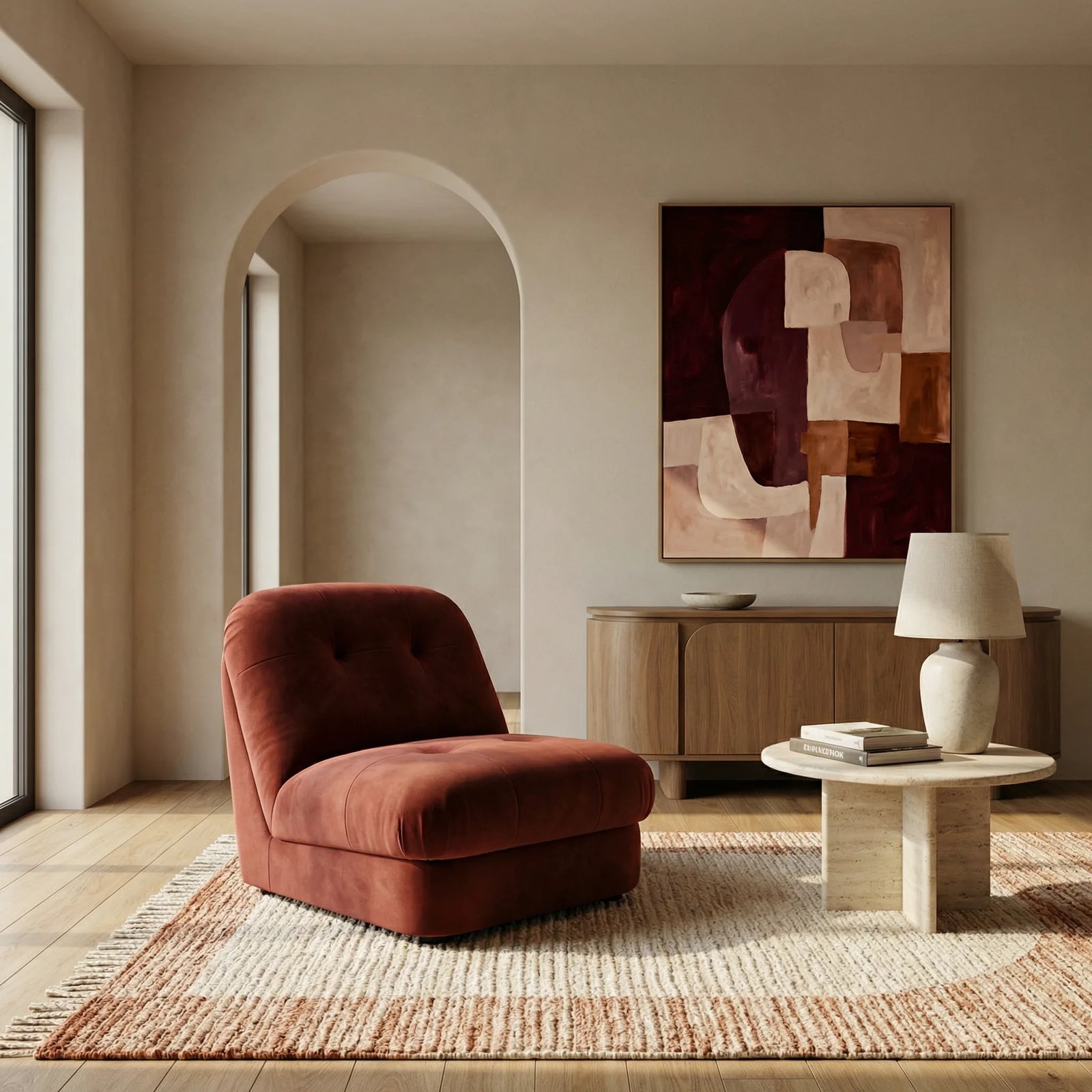 Lorena Armchair | Rust Red Sustainable Velvet