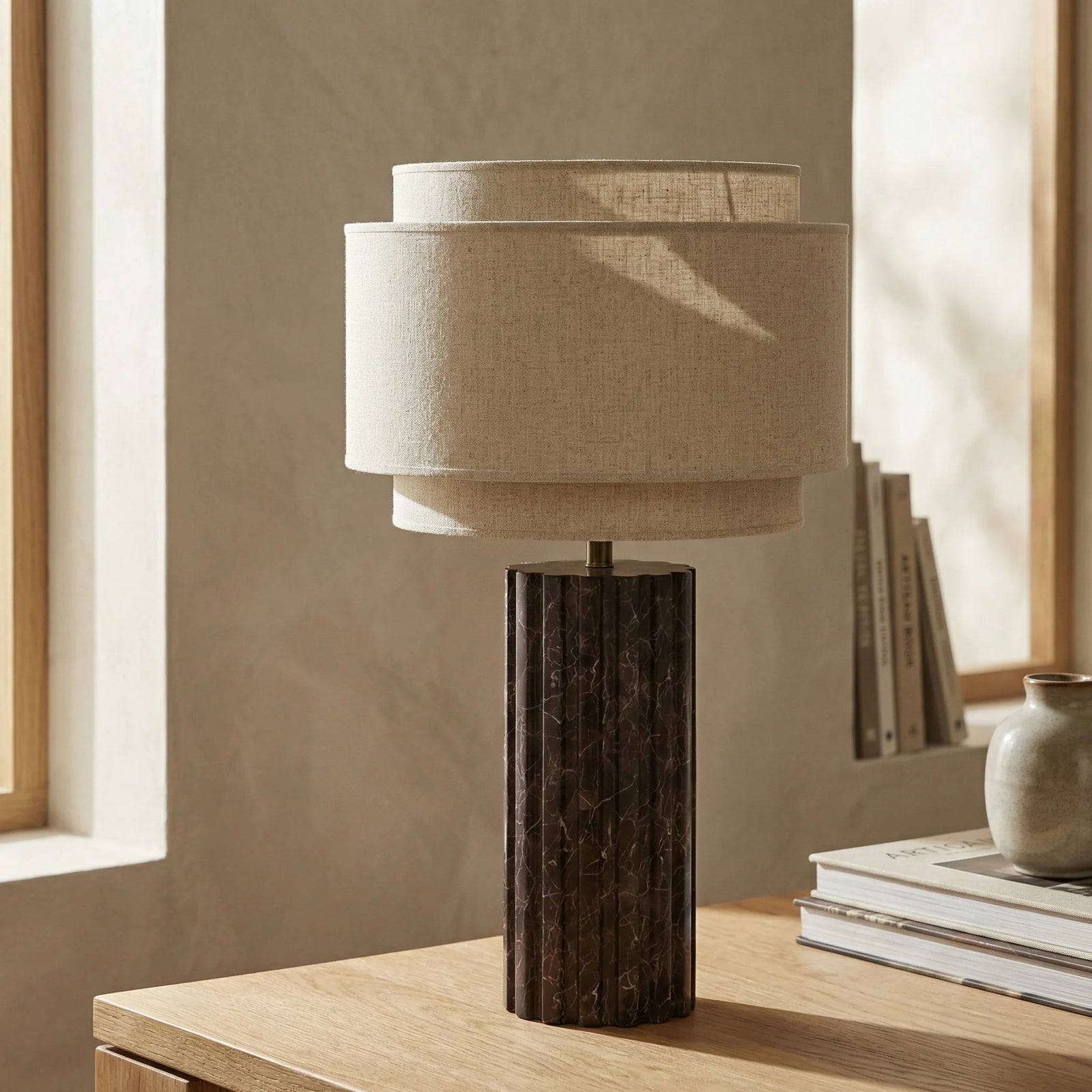 Aldridge Table Lamp | Chocolate Brown Marble