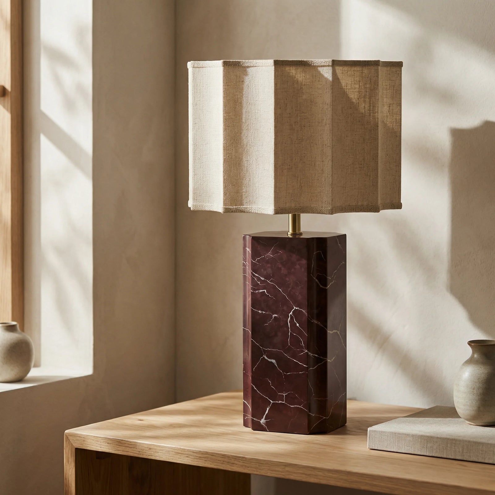 Brookes Table Lamp | Dark Red Marble